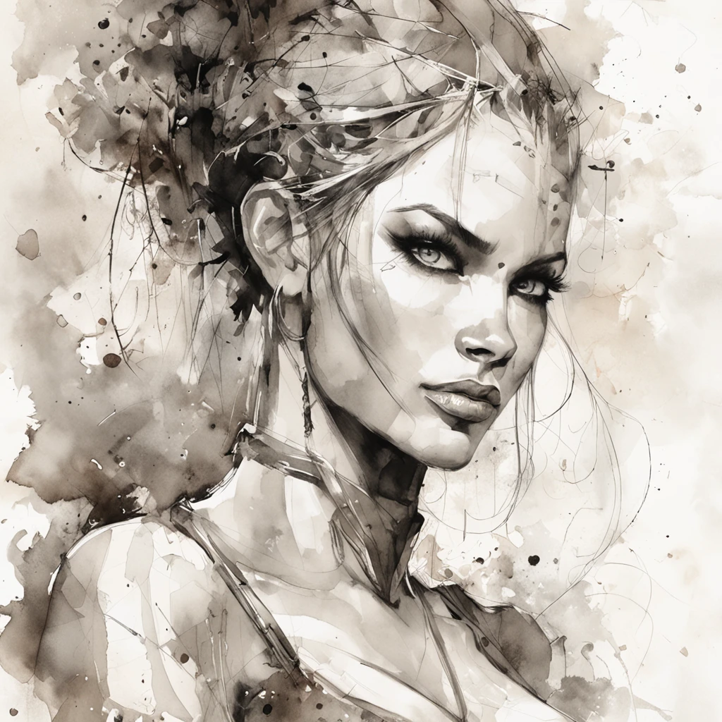 fine Illustration artestyle by Russ Mills, Luis Royo, Darryl Zabrocki,mujer hermosa, Dynamic upper body posture, piel suave, ojos hiperdetallados, hiperrealismo, Altamente detallado, foco nítido, obra maestra, perfect composition, Science-Fiction, arte, claroscuro, Artstation, Motor Unreal 5, Renderizado de octanaje, 8k, UHD, Estilo de Losh, WLOP