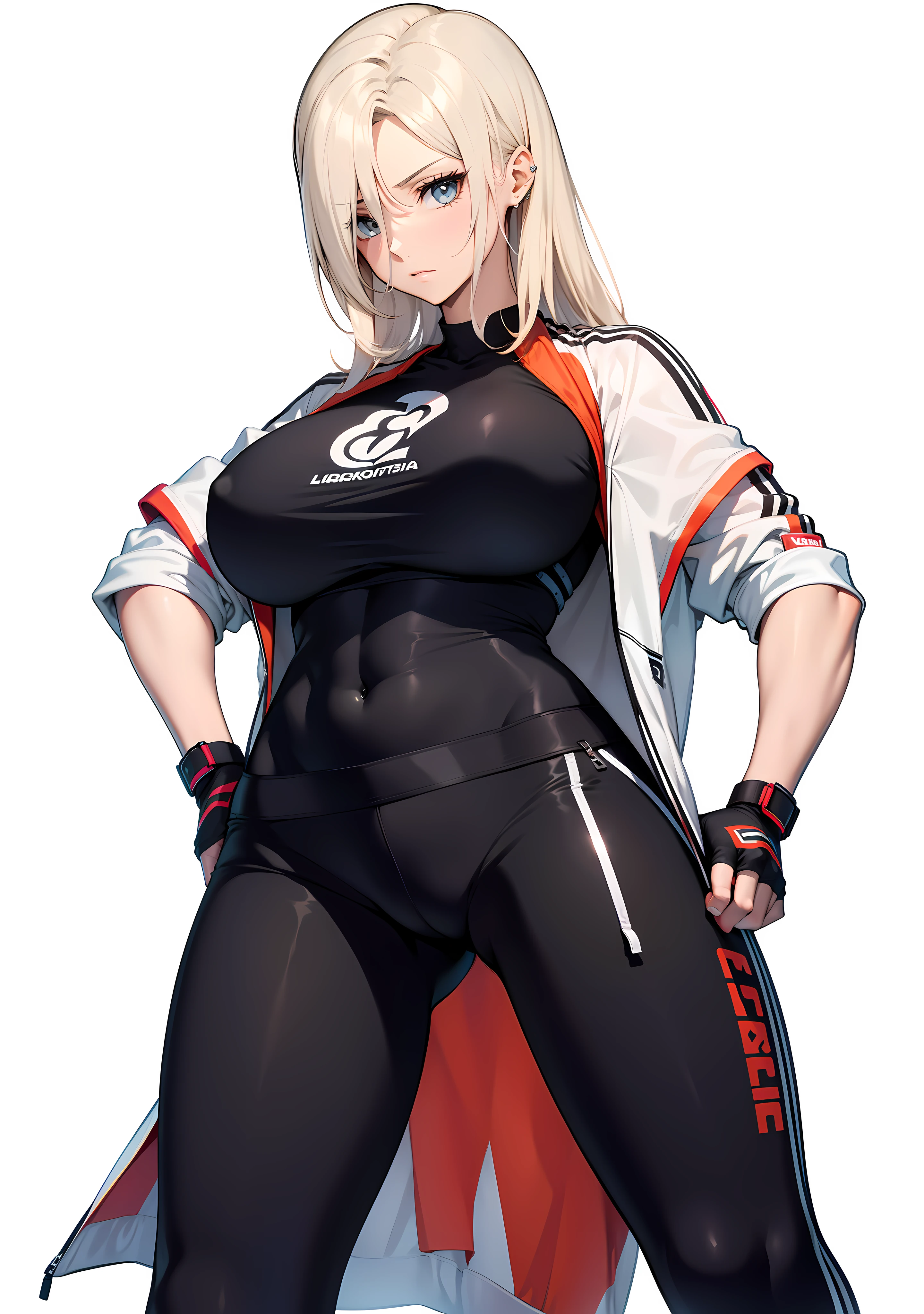 Figura esbelta y estilizada, luciendo una cintura descubierta, con un top deportivo y pantalones cortos ajustados o leggings ajustados en un gimnasio.