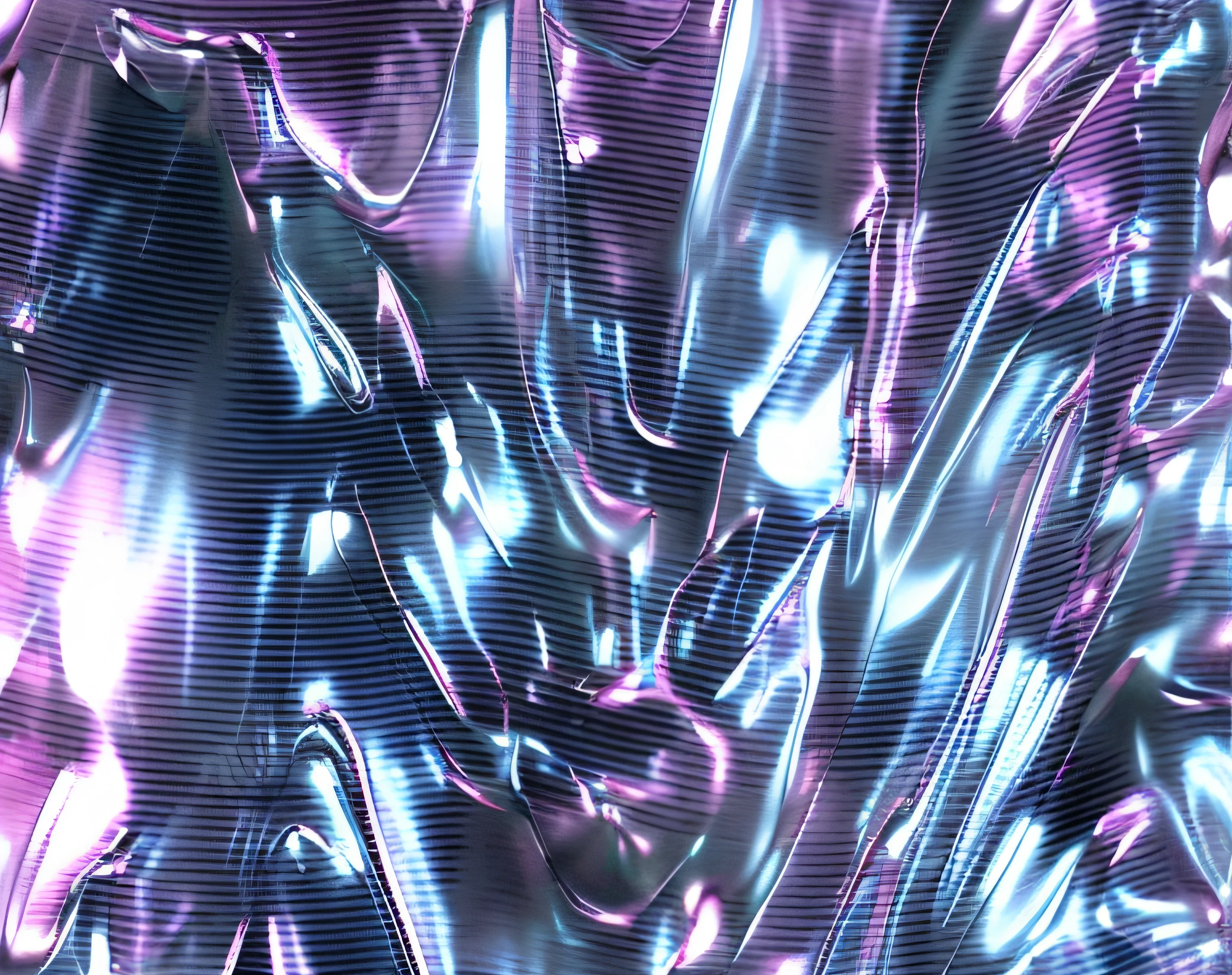 tecido brilhante roxo e azul com um monte de prata brilhante e preto, textura iridescente, holographic texture, texturas vaporwave, tecido iridescente, made of holographic texture, membranas iridescentes moles, Abstract cloth simulation, holographic plastic, Kitbash 3 D Vibrating Texture, arte digital iridescente, made of liquid purple metal, fundo noturno opalescente