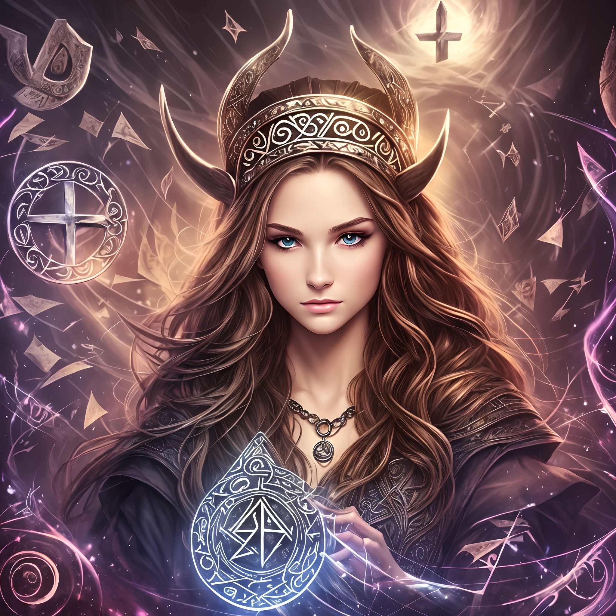 magic oak, runes, young beautiful witch, viking --auto --s2