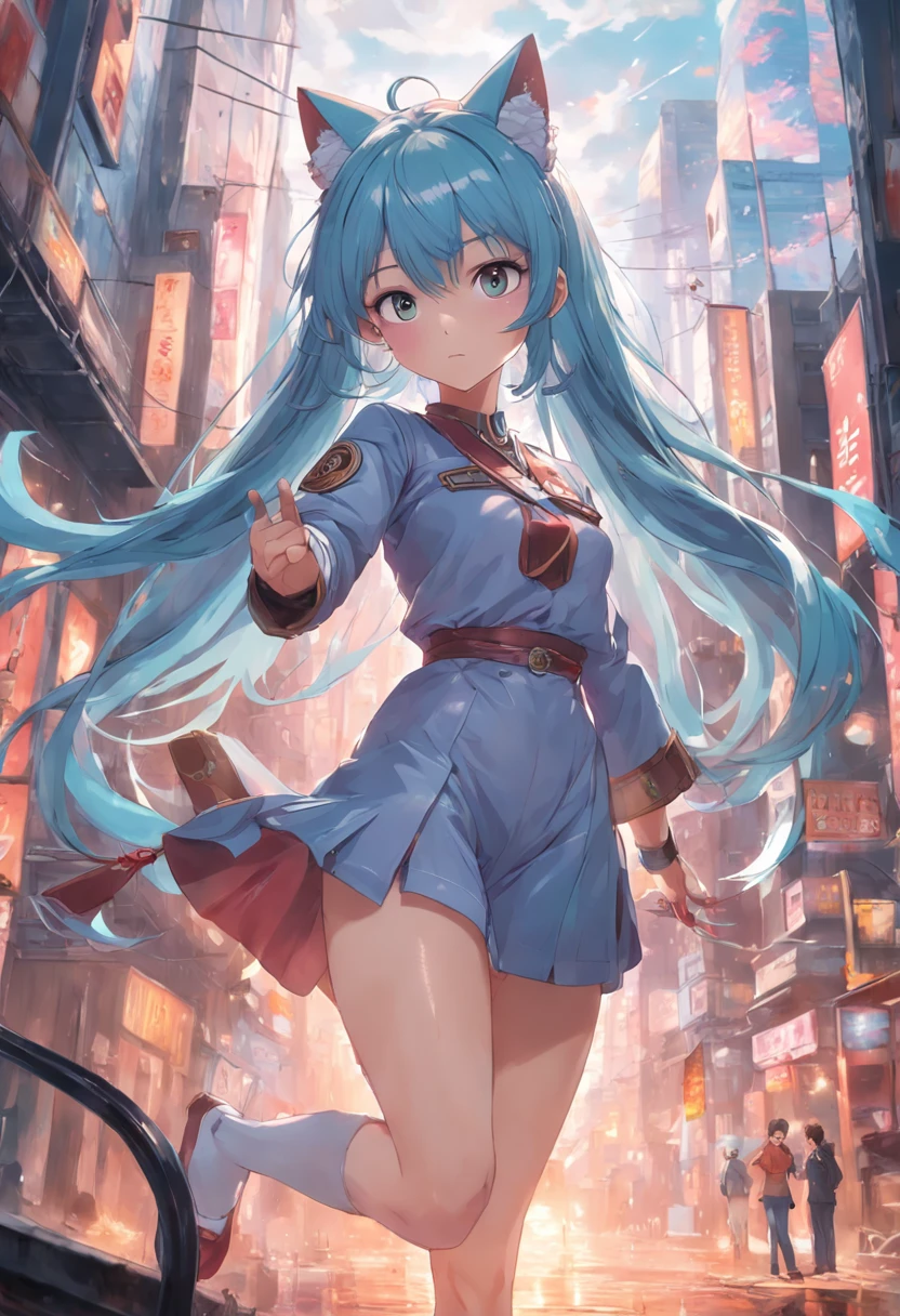 (BEST lighting) , (ultra intricately detailed) , 4K unification, (super-detailed CG: 1.2) , (8K: 1.2),(Original), (Masterpiece) , (Best quality),(Masterpiece:1.4),Anime-ish high quality,(Masterpiece),Masterpiece, Super clear picture quality，Clearer than movies，（Fine face）Best quality, absurderes,((masterpeace, 4K, 8K, Yes, A high resolution))1girll, schoolgirls，She is in the steppe，Cat cat ears，，Spring, ，Strong leg muscles ((body builder:1.5)),,(Girl),(Female)