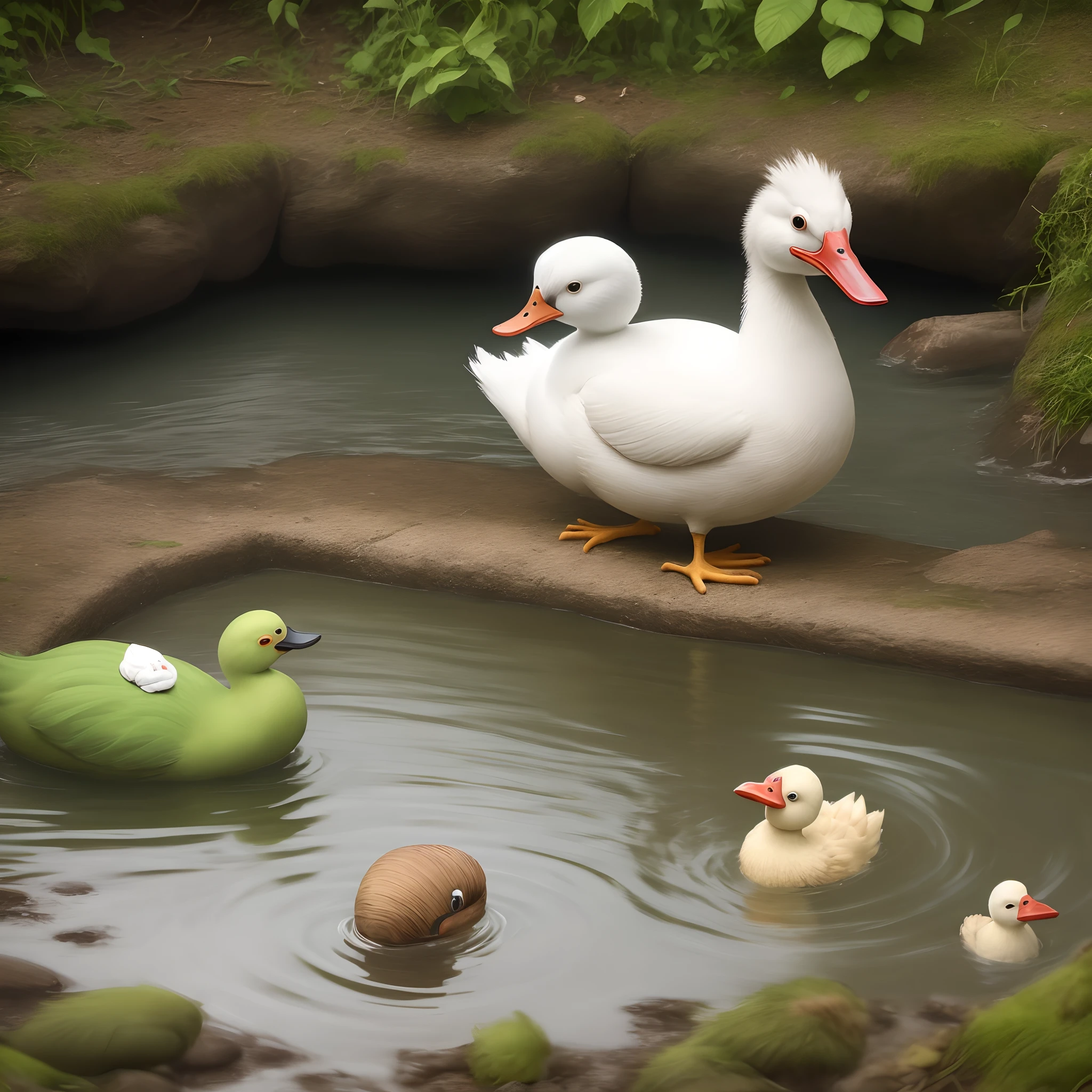 Um pato pisando na pata da pata