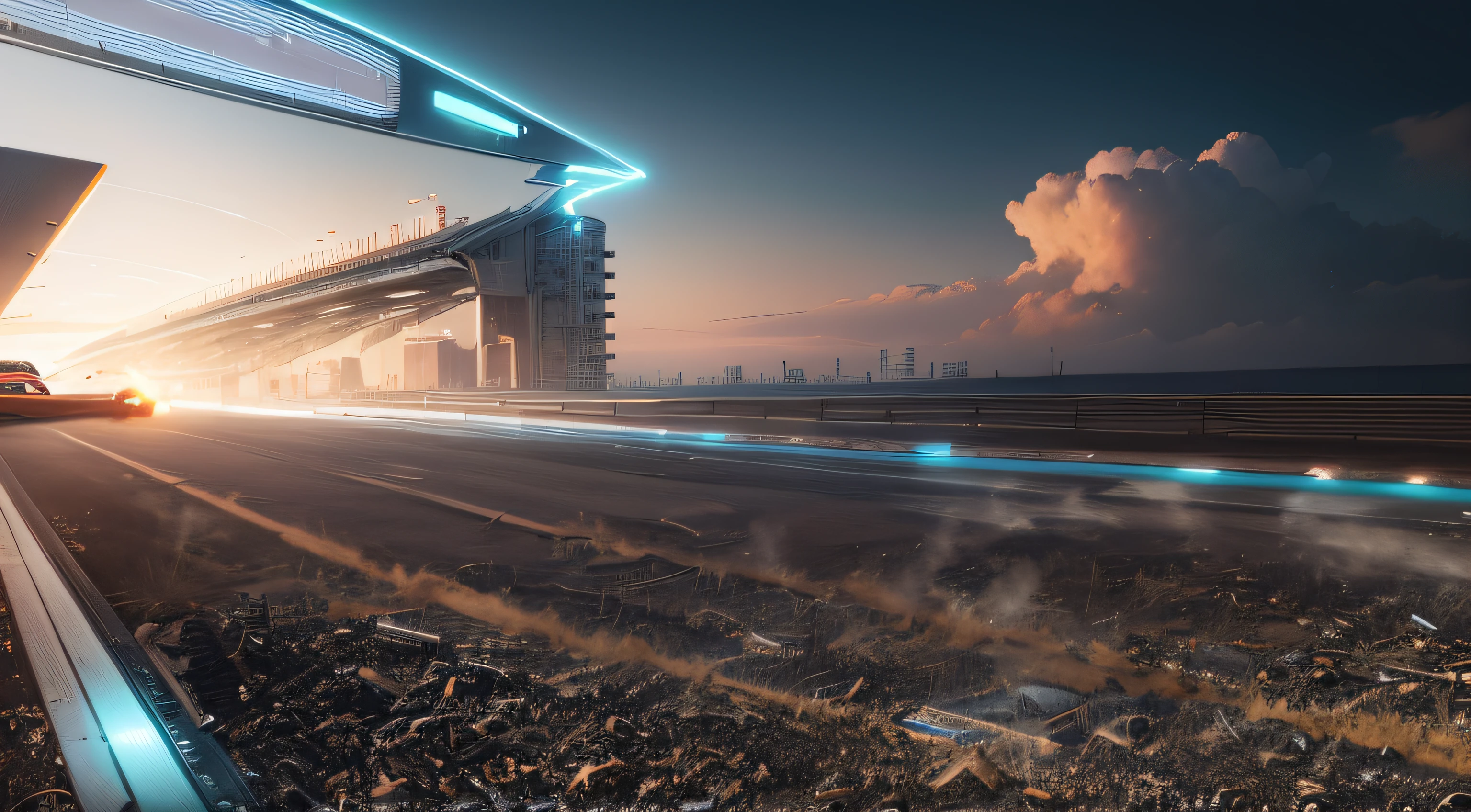 Future Technology Track Technology Racing Road Metal Sense Tech Elements Futuristic Technology Sky Industrial Background