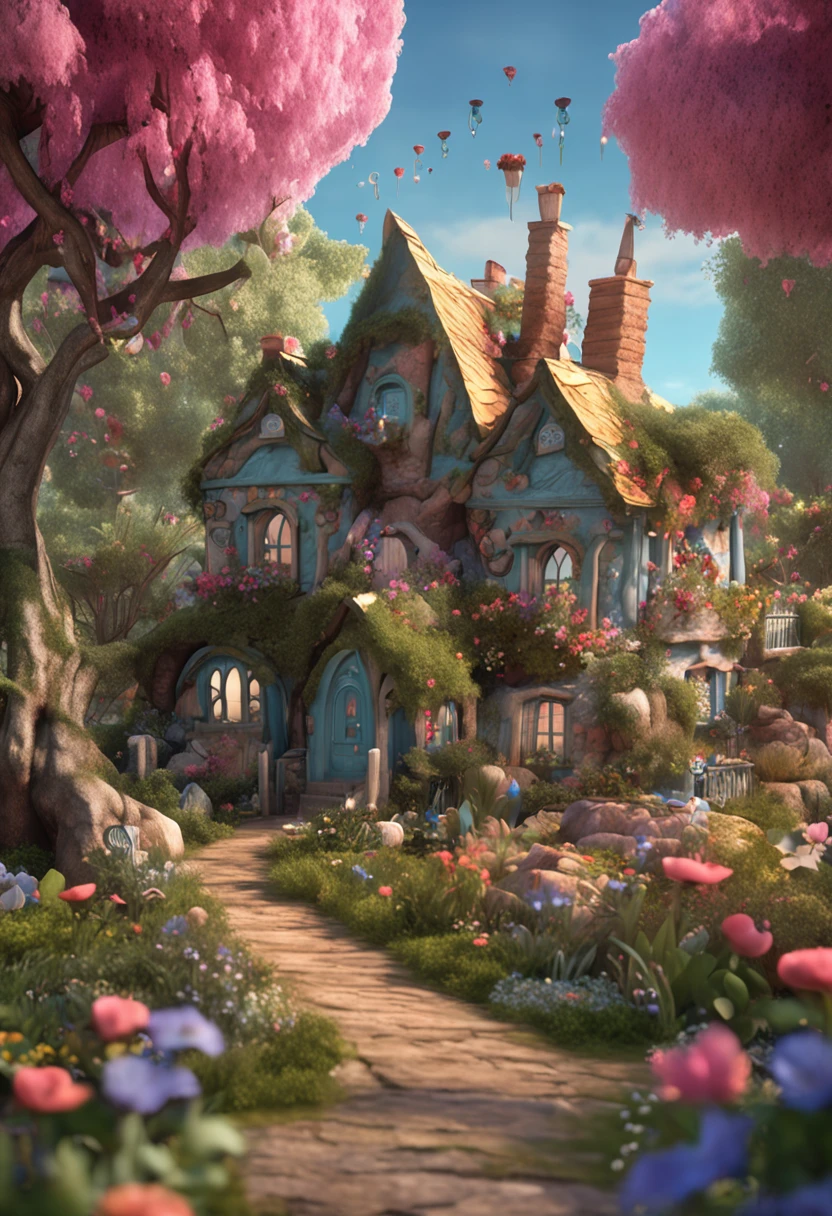 Close-up of the house with fairy tale doors and windows, flowery cottage, fantasy house, cottagecore,beatiful house, Cute detailed digital art, beautiful digital art, magical fairy background, detailed fantasy digital art, Very Beautiful Digital Art, cottage in the forest, beautiful render of a fairytale, Beautiful fantasy painting,Background bokeh,The depth of field is full。HDR high dynamic range technology,Make the picture more realistic,Attention to detail(8K,best qualtiy,tmasterpiece:1.2)
