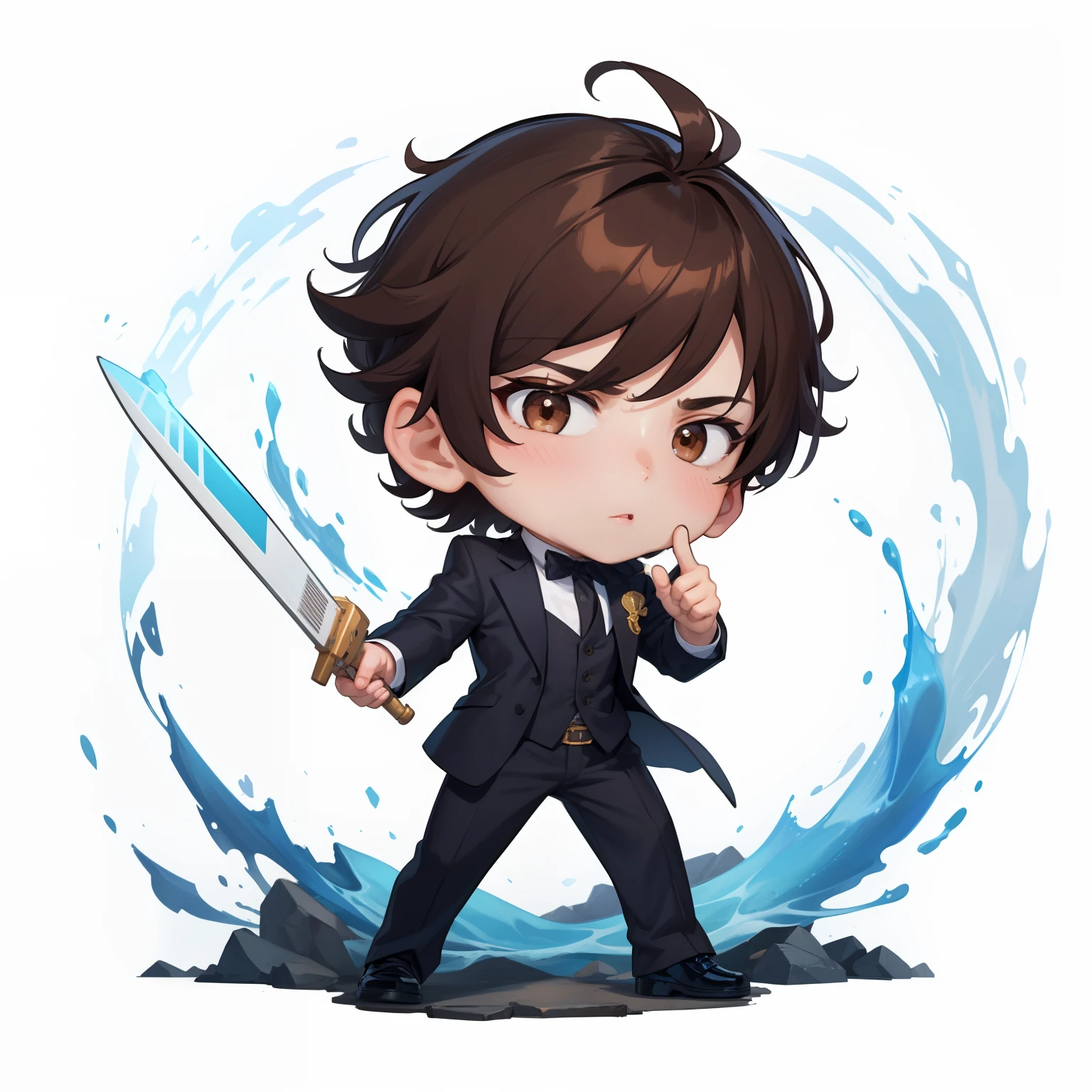 1boy, brutal face, short brown hair, male short hair