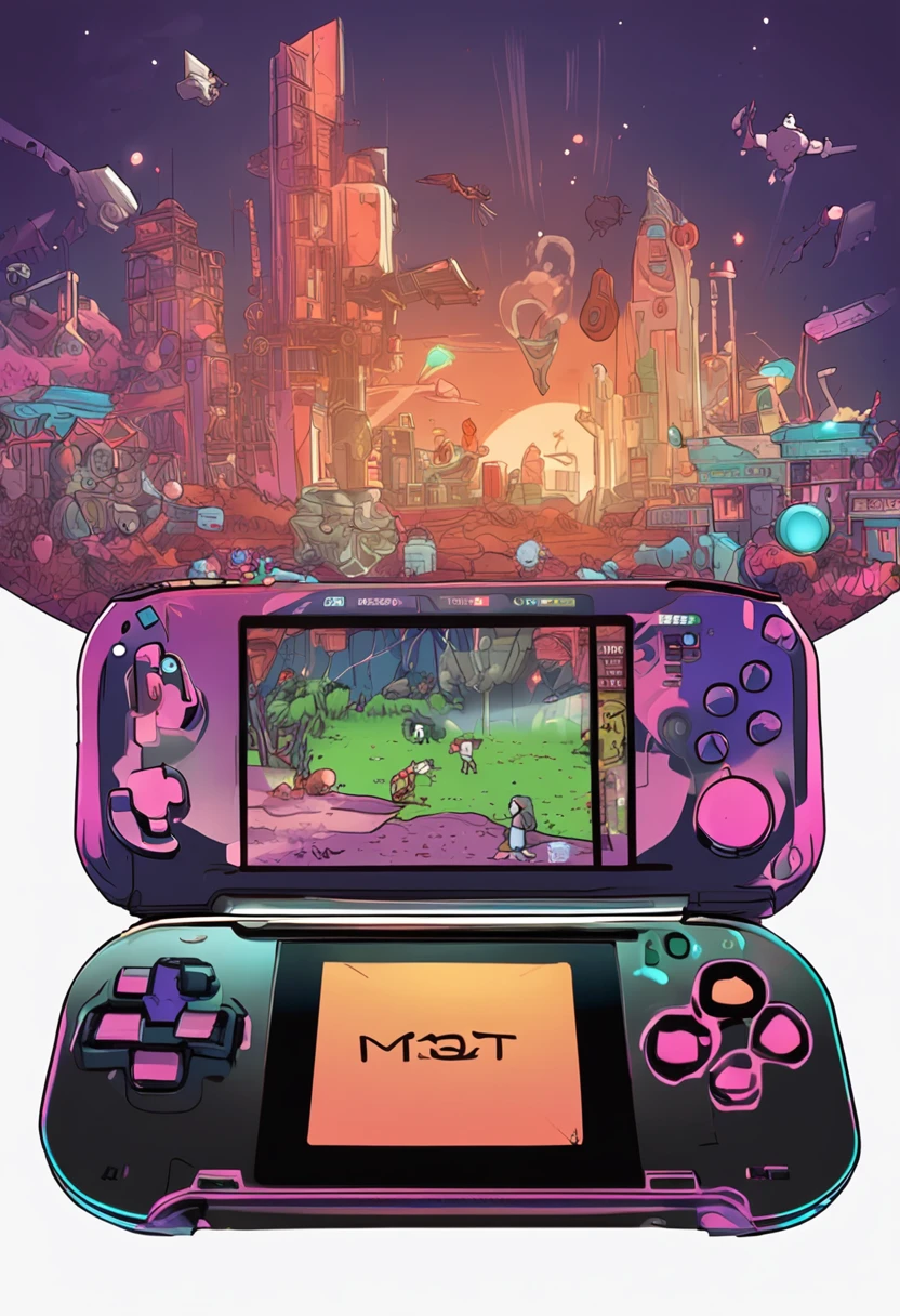A gaming handheld,Transparent housing,Slap size,Brilliantly lit,Endearing,