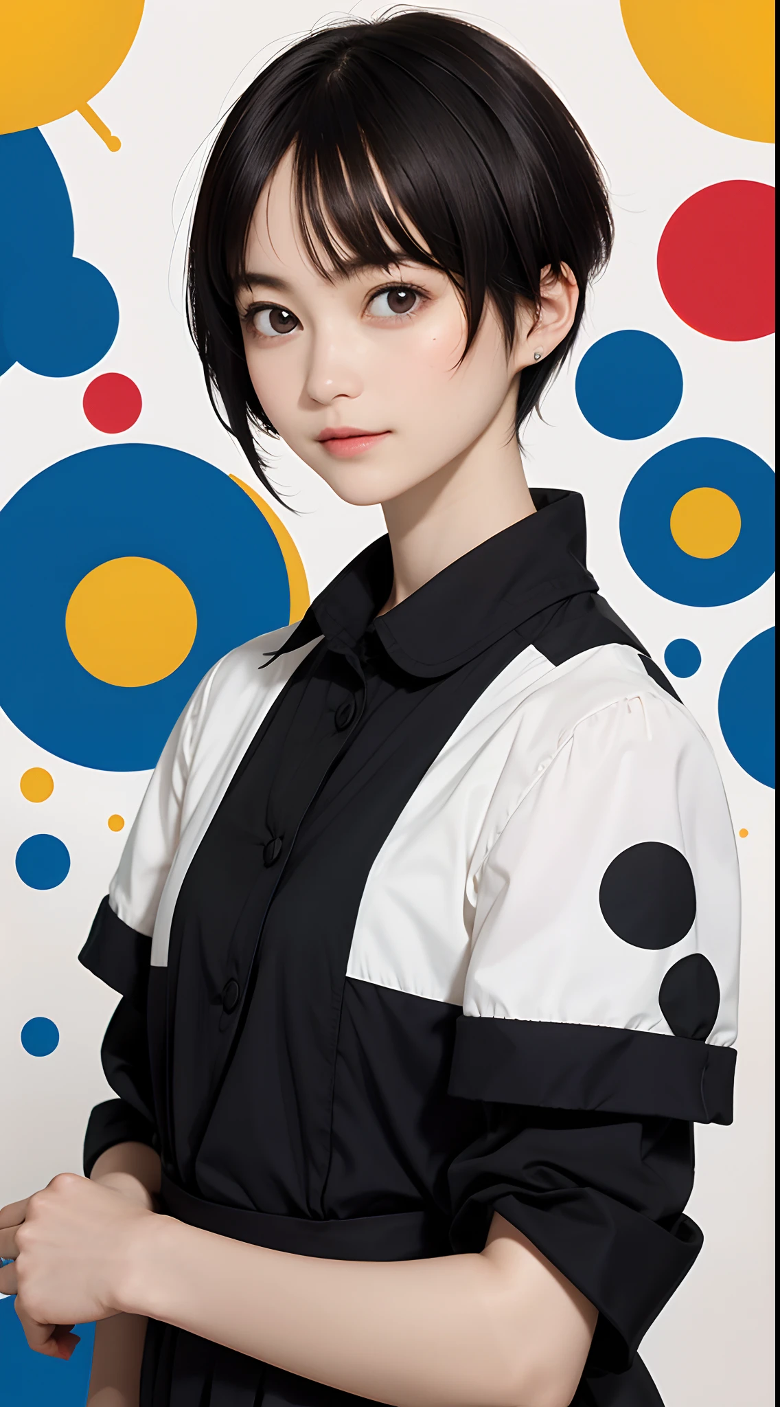 masutepiece, of the highest quality, 1 Lady, 20yr old, ((short-hair)), Abstract