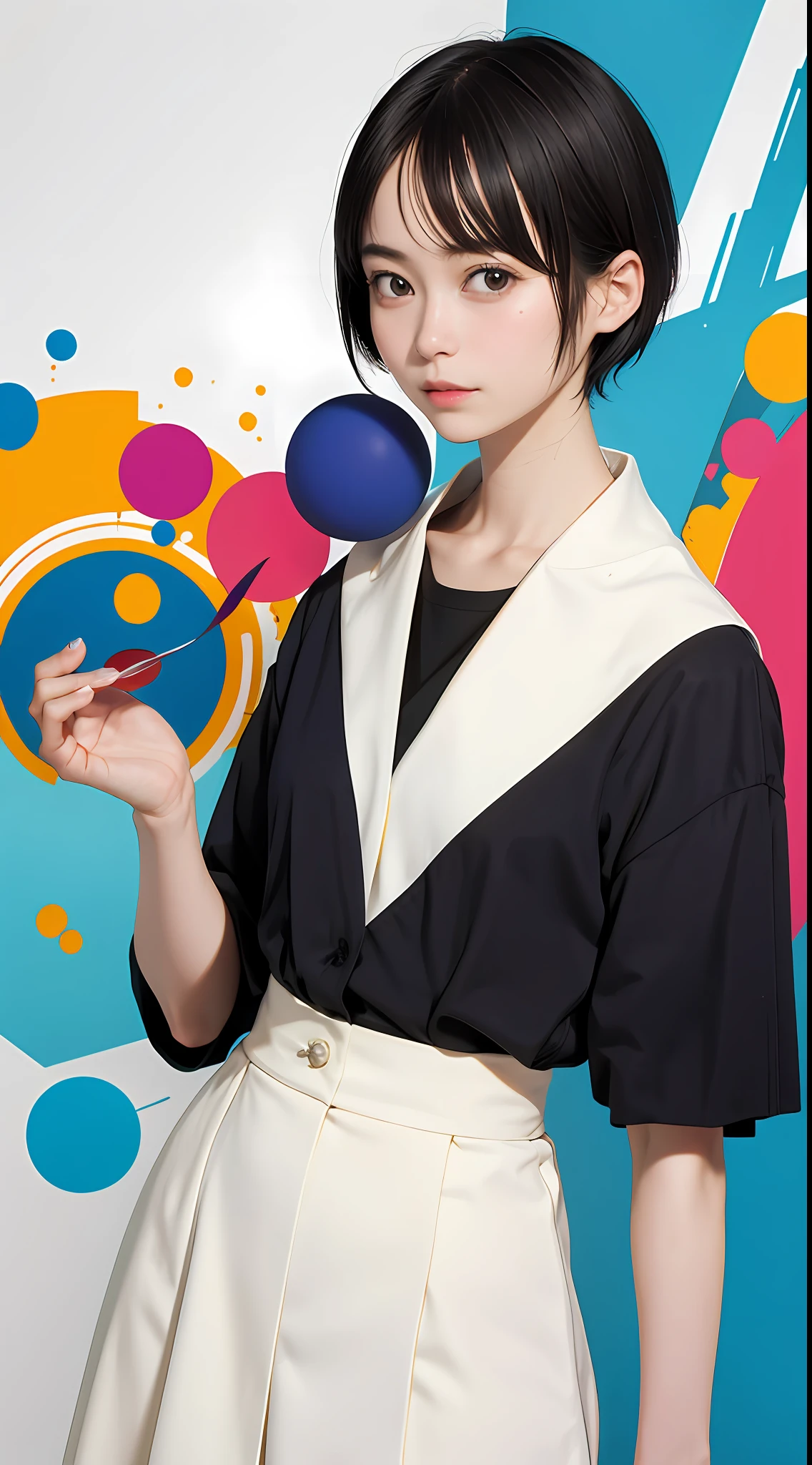 masutepiece, of the highest quality, 1 Lady, 20yr old, ((short-hair)), Abstract