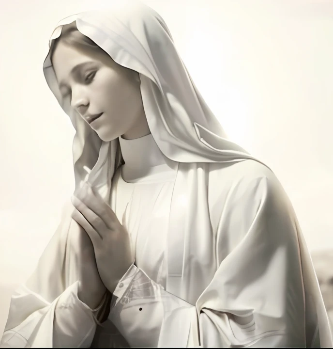 (((Blessed Virgin Mary. 19 years old))) ((( Con una cara seria y piadosa. Con una mirada dulce y tierna))) (obra maestra, calidad superior, mejor calidad, arte oficial, beautiful and aesthetic: 1.2), (1girl), extremadamente detallado, (Arte fractal: 1.3), colorido, highest detailed, Cara perfecta, parte superior del cuerpo, HDR, (orando: 1.3), (golden lines of white coat: 1.2), galaxia, (rayas de luz), eye-catching visuals, (dynamic stripes, senderos luminosos: 1.2), colores vibrantes,