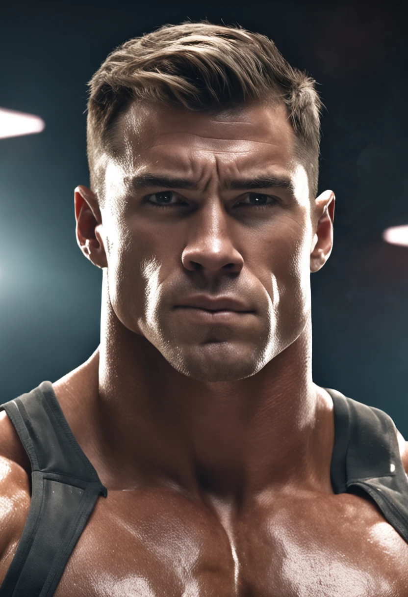 straight white conservative republican homophobic redneck musclegod with glistening tan pecs wearing shiny nike. this is an arrogant super-duper muscled bodybuilder. Extremely handsome and masculine