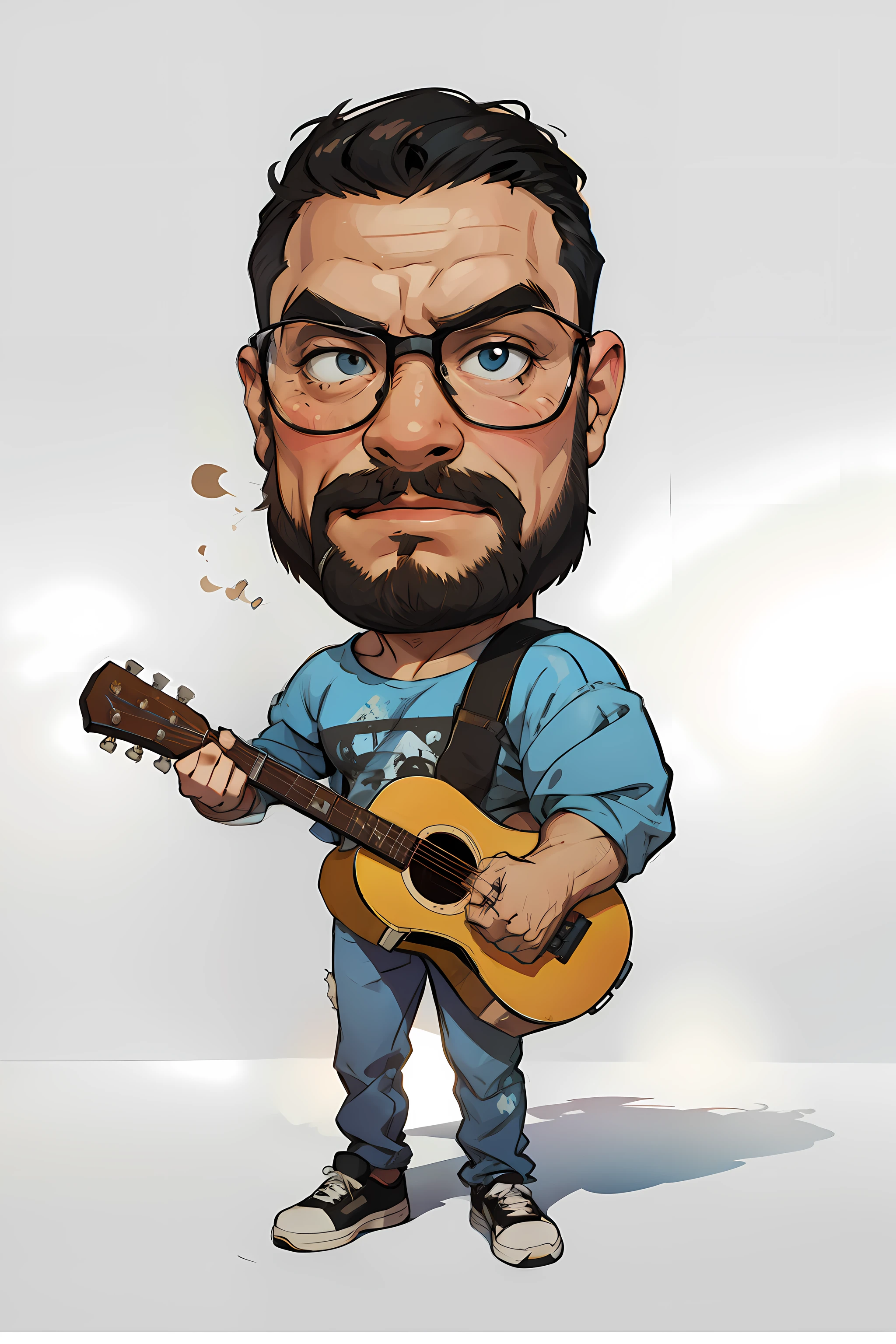 Caricatura, homem com violao.
