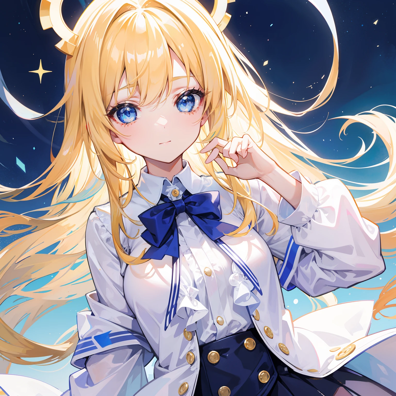 porate、School uniforms、bright expression、The cutest face in the world、young and shiny white shiny skin、The most beautiful in the world,The most beautiful、ultimate beauty girl、The most beautiful in the world,The brightest blonde hair、shinny hair、Super long silky straight hair、Beautiful bangs that shine、Sparkling crystal clear and charming light blue eyes、Very nice and lovely girl、Lush bust