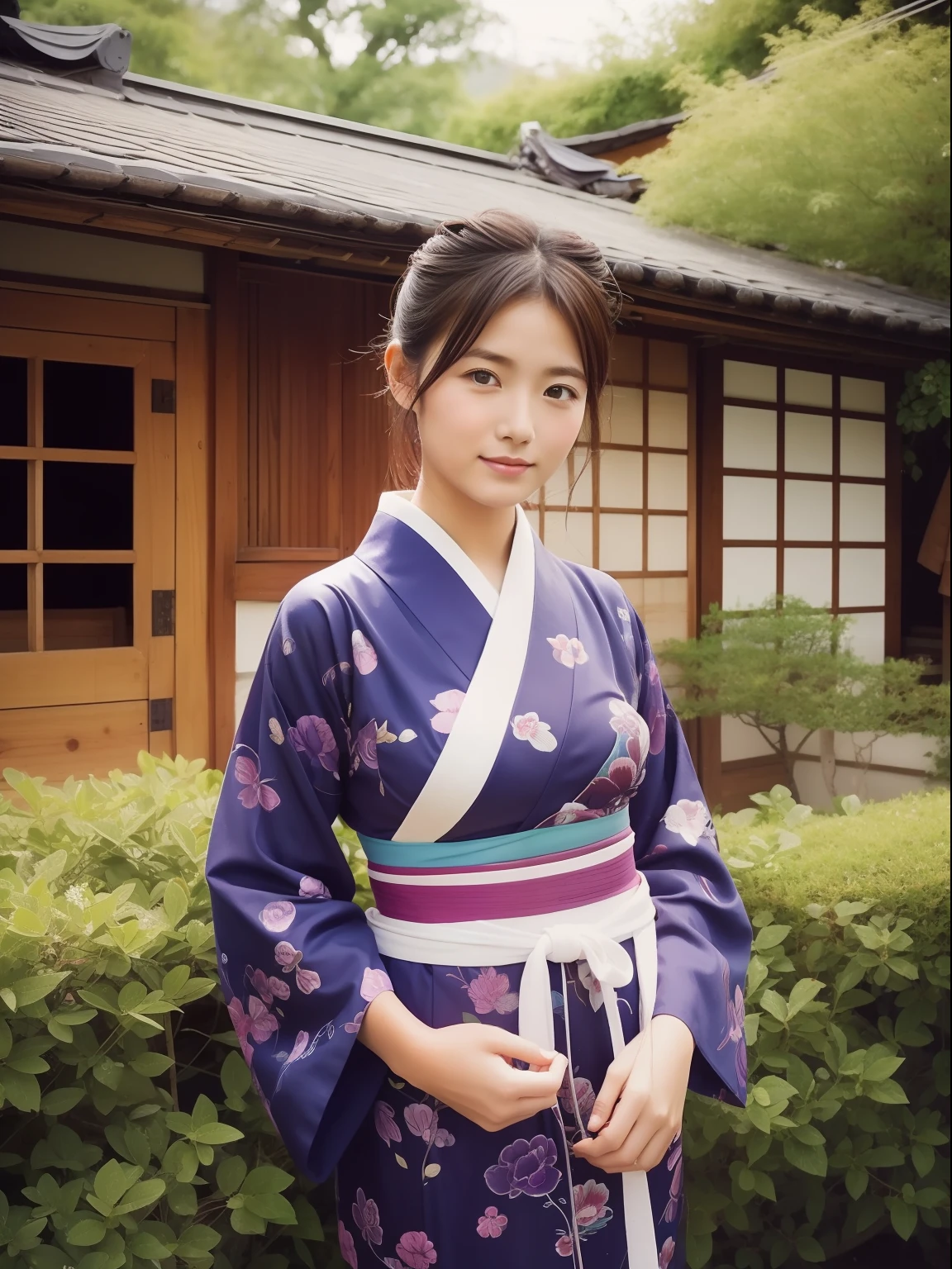 Beautuful Women、age19 、body shot、80mm、Yukata、Japanese houses