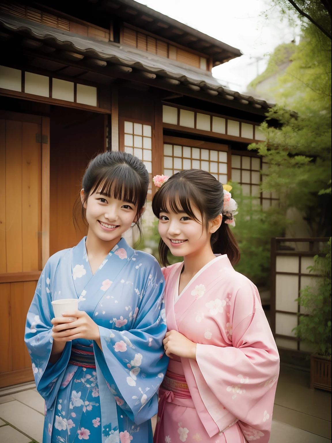 Beautuful Women、age19 、bustshot、80mm、Yukata、Japanese houses