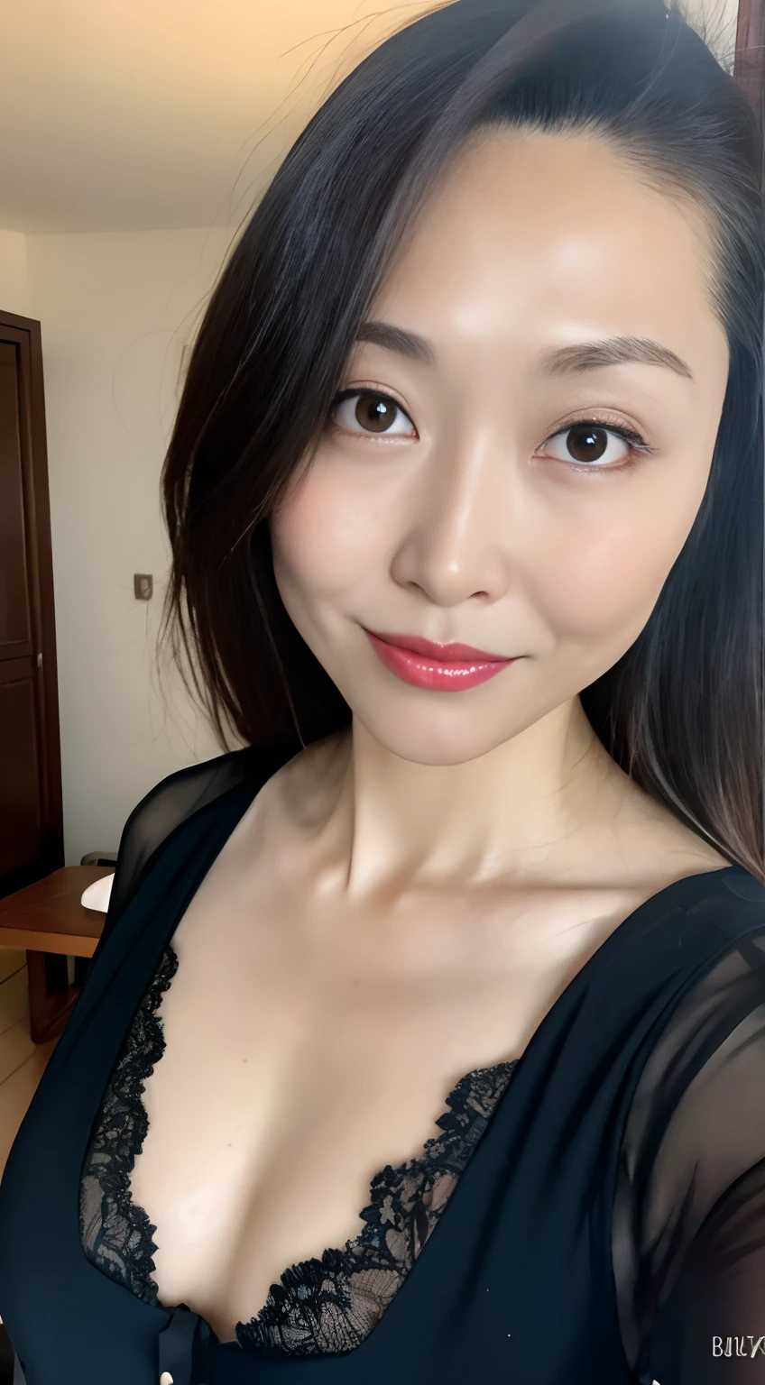 (8k, RAW Photo, Best Quality, Masterpiece:1.2), Ultra Detail, Super Resolution, (Realistic, Realistic Photo:1.37), Portrait, High Detail RAW Color Photo, Professional Photo, Extremely Detailed and Beautiful, Extremely detailed, 8k wallpaper, amazing and detailed, huge file size, official art, highly detailed CG unity 8k wallpaper, highly detailed beautiful girl, highly detailed face, highly detailed eyes, highly detailed skin, highly detailed fingers, highly detailed nose, very detailed detailed mouth , perfect anatomy, highly detailed background, highly detailed clothes, 1girl, (20:1.2), 20s, cute girl, realistic body, petite, fair skin, glowing skin , slim body, handsome body, black hair , short hair, (blunt bangs:1.2), smile, cute, youthful, cute face, realistic face, delicate eyes, drooping eyes, lingerie, see-through, earrings, looking at viewer, cowboy shot, facing front, standing posture, Contraposto, dynamic lighting, very large breasts, cowboy shot，(nsfw:1.5),