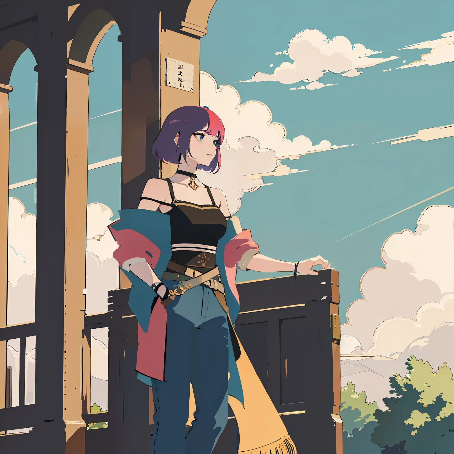 A beautiful woman, standing in shari and pant