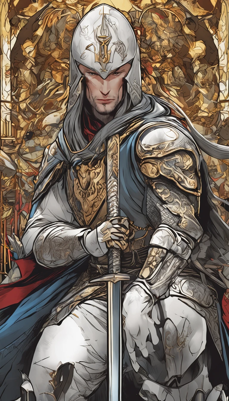 in a panoramic view，magic realism， anime big breast，Masterpiece, hyper HD, Super detail, High details, Best quality, A high resolution, A high resolution, Award-Awarded, Award-Awarded, Anatomically correct, 8K，），（Portrait of a noble knight：1.5，Dignified），（A man on horseback：1.5，Sword in hand, poster art inspired by Kanō Hōgai, trending on pixabay, Renaissance, Solomon Kane, As Solomon Kane, the third horseman, samurai movie poster, Wuxia, horse warrior, Tim BradStreet, vampire hunter d, Horseman of Apocalypse, genghis khan, arabian samurai）