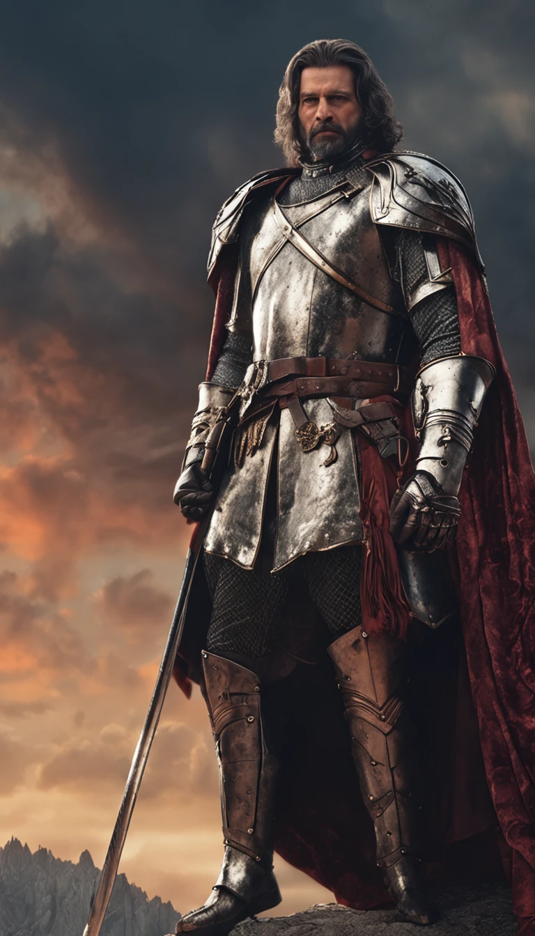 in a panoramic view,magic realism, anime big breast,Masterpiece, hyper HD, Super detail, High details, Best quality, A high resolution, A high resolution, Award-Awarded, Award-Awarded, Anatomically correct, 8K,),(Portrait of a noble knight:1.5,Dignified),(A man on horseback:1.5,Sword in hand, poster art inspired by Kanō Hōgai, trending on pixabay, Renaissance, Solomon Kane, As Solomon Kane, )