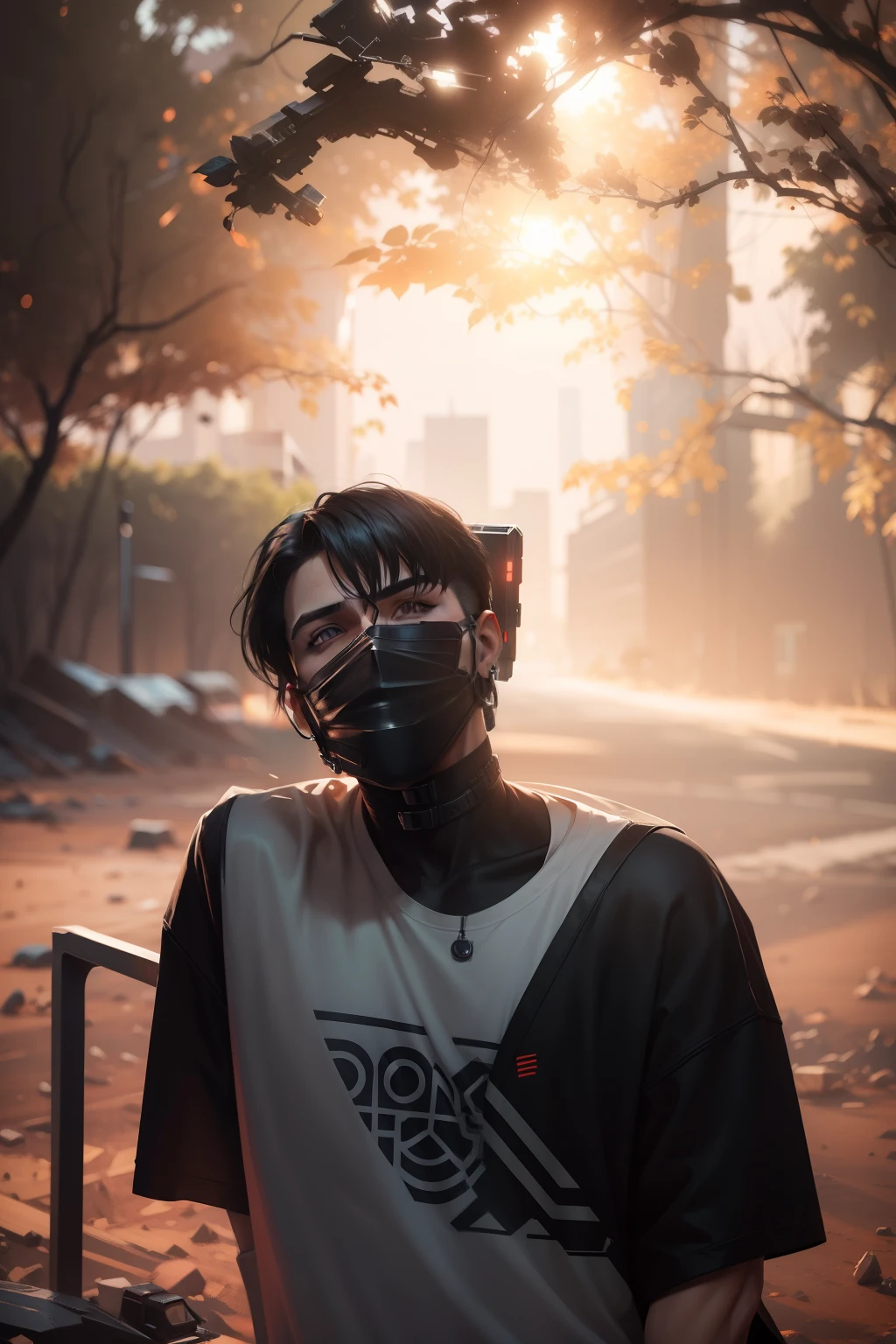 Change background in cyberpunk handsome boy realistic face, 8k