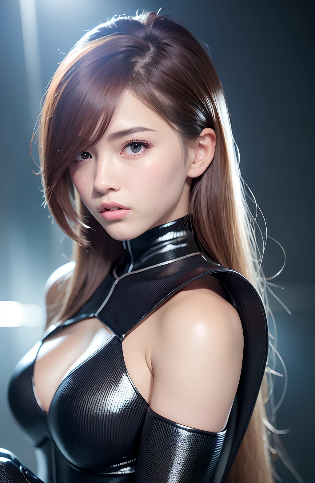 Complex 3d rendering android super detailed face beautiful woman porcelain silhouette, female Russian soldier, parte superior do corpo androide, 150mm, beautiful studio soft light, luz de borda, elegante, fundo bonito de uma cidade americana, octan render, estilo hr giger, 8k, qualidade superior, obra-prima, illustration, beleza suave, altamente detalhado, CG, unidade, papel de parede, (realista, realismo: 1.37), excelente, detalhes requintados, obra-prima, qualidade superior, arte oficial, muito detalhado, muito detalhado, ridiculous CG unified wallpaper 8k, capacete prateado