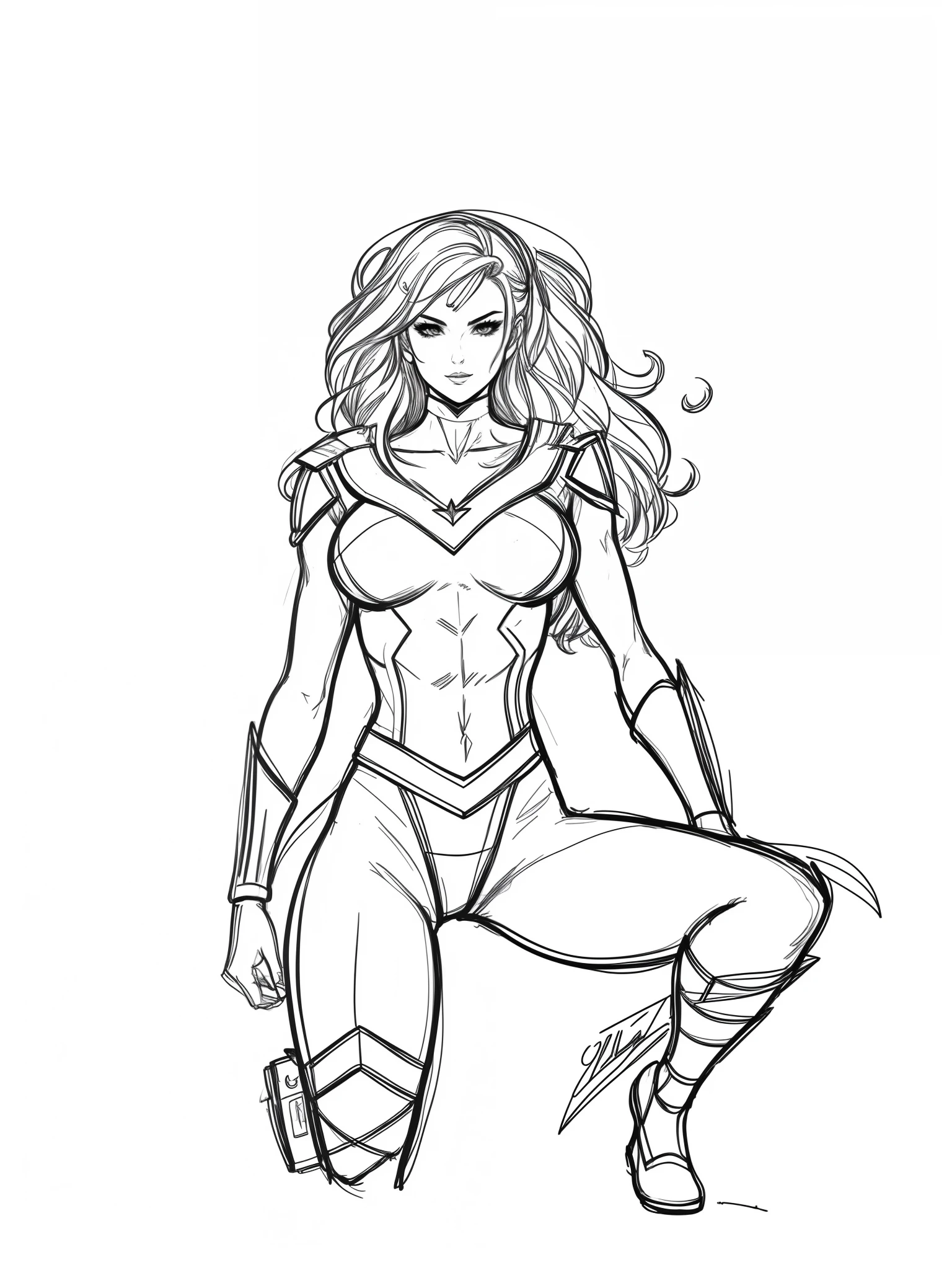 a drawing of a woman in a superhero costume, desenhado no estilo de artgerm, bola lineart, Retrato de corpo inteiro de Jean Grey, outline sketch, valkyrie style character, character design sketch, high quality sketch, Commission for High Res, desenho de caracteres de corpo inteiro, em estilo de artgerm, lineart perfeito, conceito de corpo inteiro, line sketch, OC Commission