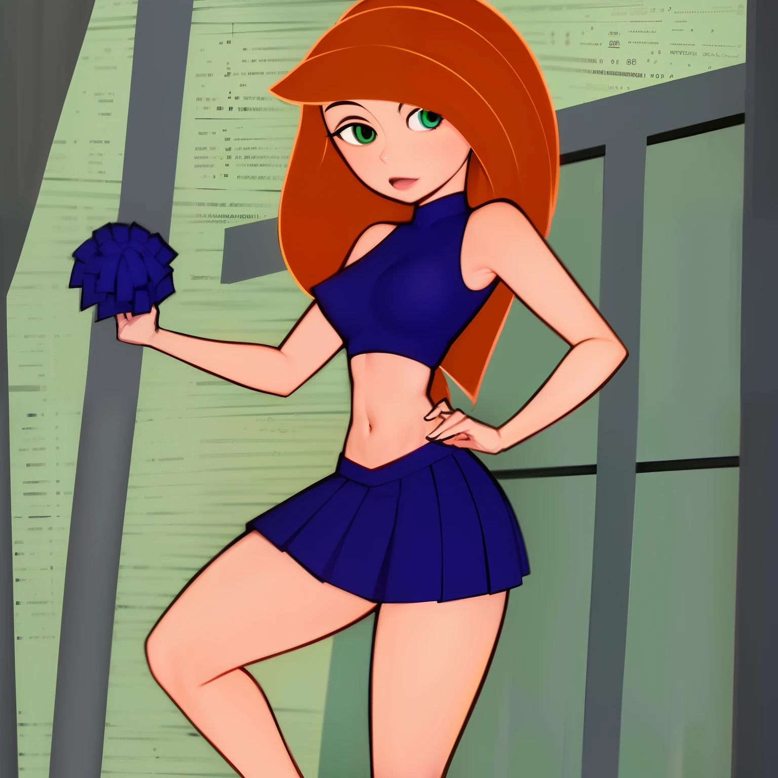1girl, bare arms, bare shoulders, breasts, cheerleader, green eyes, highres, indoors, kim possible, kimberly ann possible, knee up, locker, locker room, long hair, midriff, miniskirt, navel, oira wa arumajiro, orange hair, pleated skirt, pom pom (cheerleading), sitting, skirt, small breasts, solo huge breasts (masterpiece), best quality, expressive eyes, Beautiful FingerBeautiful body,Beautiful Nose,Beautiful character design, perfect eyes, perfect face,
NSFW,official art,extremely detailed CG unity 8k wallpaper, perfect lighting,Colorful, Bright_Front_face_Lighting,
(masterpiece:1.0),(best_quality:1.0), ultra high res,4K,ultra-detailed,
photography, 8K, HDR, highres, absurdres:1.2, Kodak portra 400, film grain