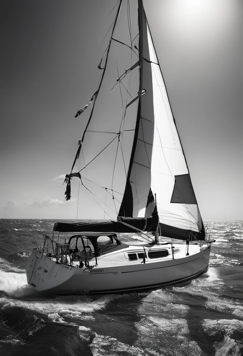 hunter 23 sailboat, black and white, no background and no water