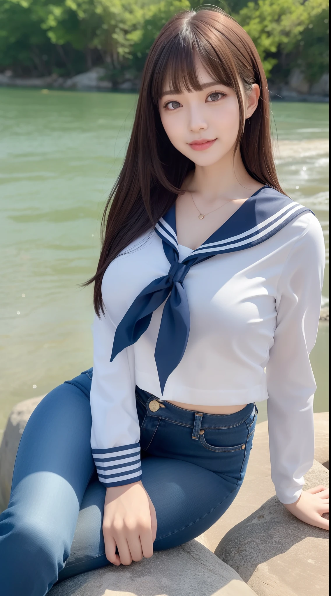 ((highest quality, 8K, masterpece :1.4anime)), highest real,Sharpness:1.3, Perfect Body Beauty:1.4,super detailed face and skin texture,(Glowing skin) ,((super real,best quality)),(soft lighting),super detailed face,top-quality、SUPER high resolution、photo of an exquisitely beautiful JAPANESE girl、Extraordinary beautiful girl、Detailed cute and beautiful face、(pureerosface_v1:0.008)、LONG HAIR cut with beautiful bangs,Attractive bright natural BROWN HAIR, (short straight silky hair)、finer hair,alice in the wonderland、18 year old、Glowing white shiny skin、facial hairs、Bangs that extend to the face、Bangs between the eyes、Attractive glowing beautiful bright clear big eyes、eye liner、Double eyelids、Lush bust, ((NSFW:1.5)), my sister,18 years old,((JAPANESE IDOL)),(huge breasts :1.8,large breasts:1.8,beautiful areola,small areola),(Glowing skin),(((Manga style background)),(Inside the room, bright room, Marble floors, white concrete walls,large windows, sunlight shines in),)((Perfectly rendered hands and fingers)),((Look down:1.6,Look at mybreasts:1.6)),((Composition from the avobe:1.4)),((SMILE FACE:1.4)),(close up face:1.2,upper body:1.2),((school uniform:1.4,sailor suit:1.4,RED SKIRT:1.2,WHITE SHIRTS:1.2)),((lie on your back on the bed:1.6)),((legs over head:1.5)),((spread legs:1.5,both legs up:1.5)),(penis in pussy),((cum in pussy:1.4)),(close up pussy:1.4))