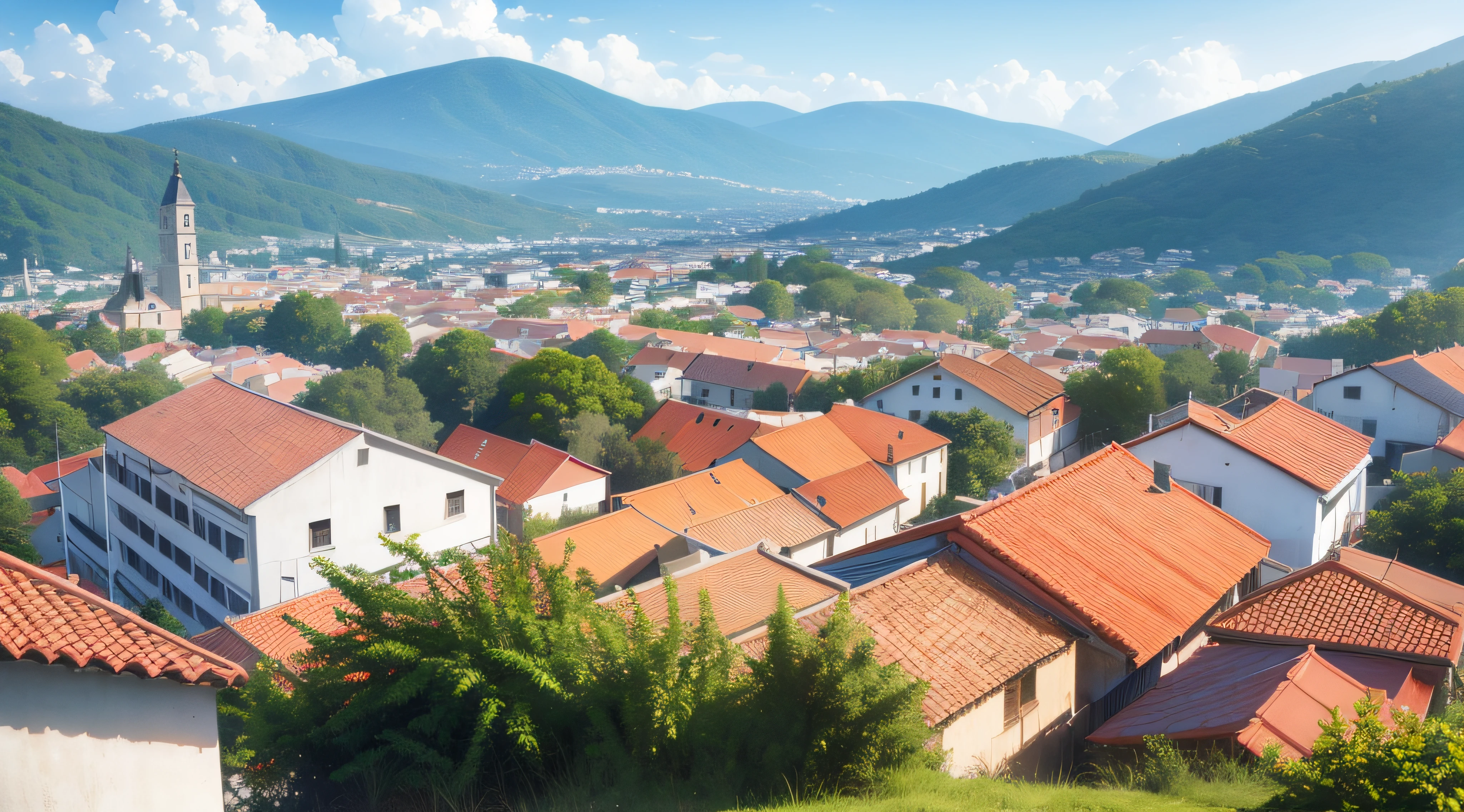 Paisaje, horizonte, town, tag