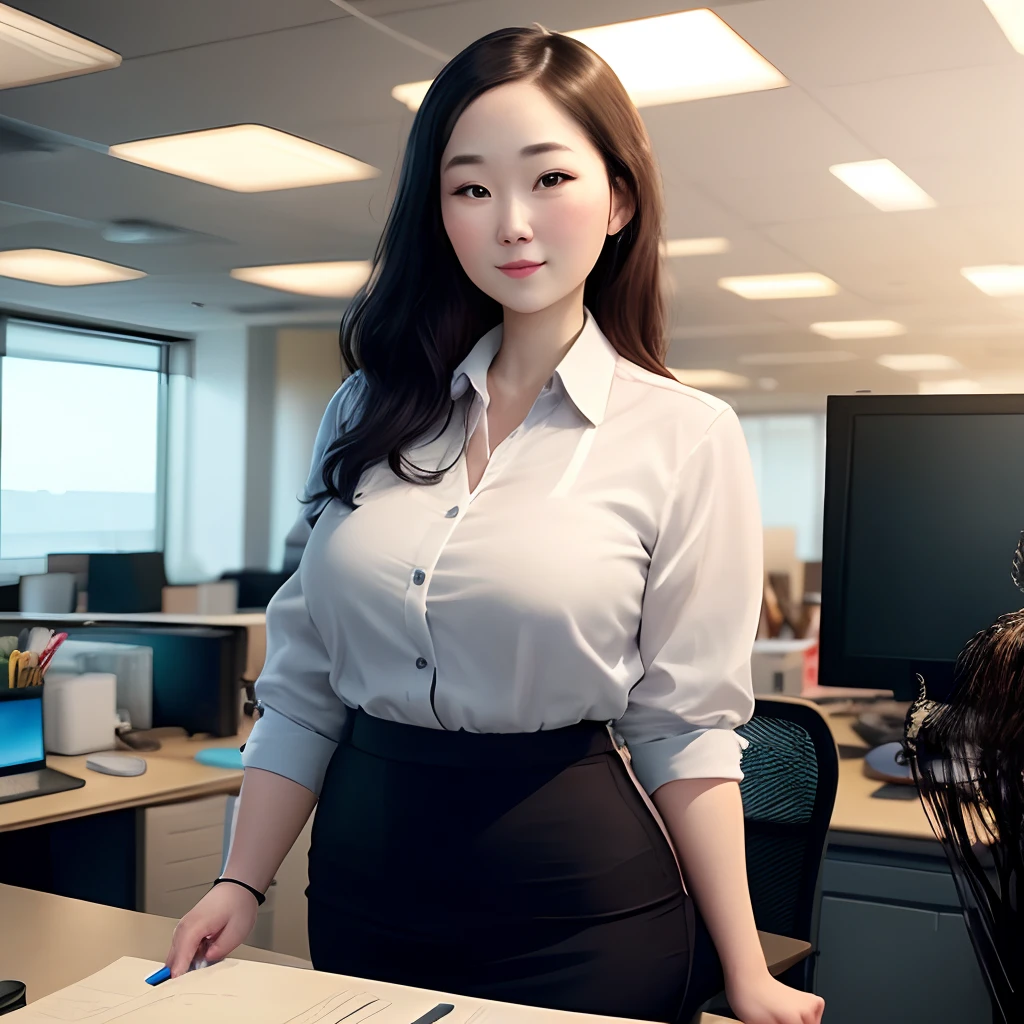 30-year-old slender woman who works in an office and likes high-end brands