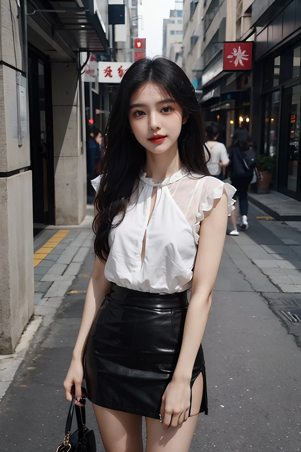Amy Lynn (Lin Meilin / Lin Meilin)
Taiwanese female influencer in her early 20s。Black hair straight hair。a miniskirt、Skeletal Wave。Charisma。Clear face。