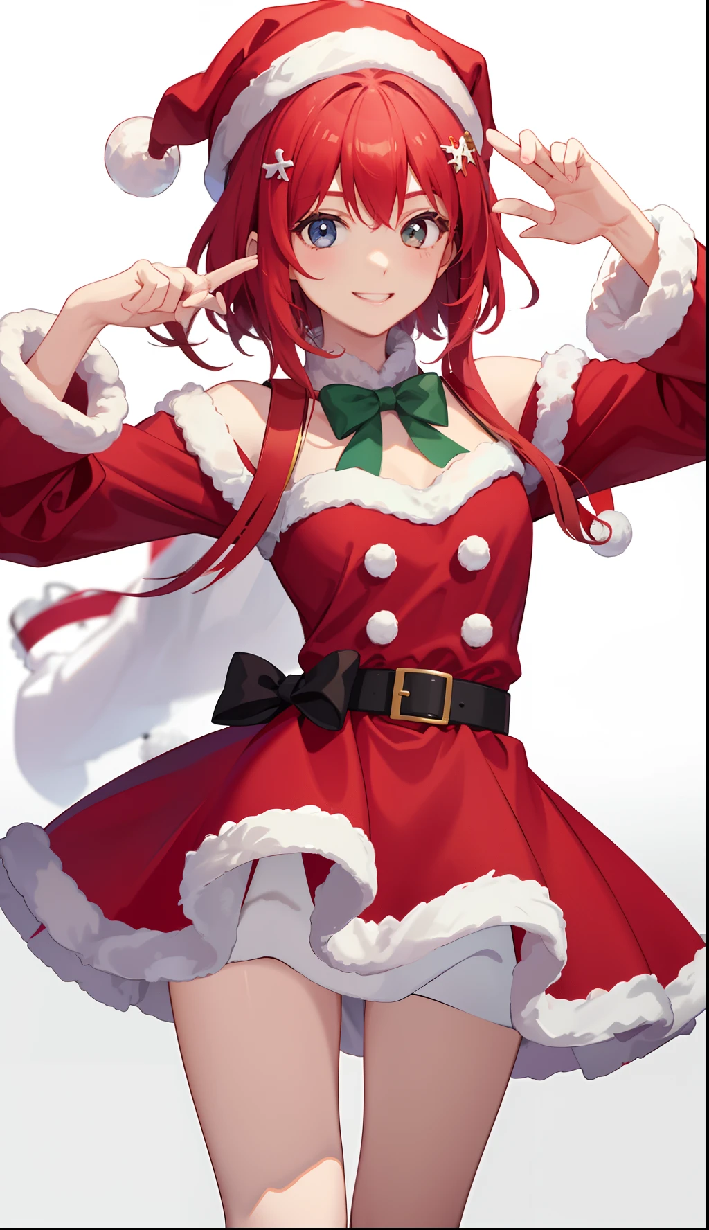 1girl in、A smile、Christmas、Dressed in Santa Claus costume、
