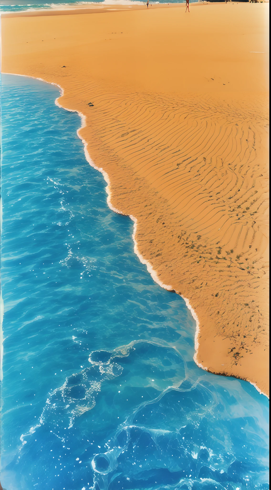 beachside,sandbeach,White waves,There is a reflection of the sun on the beach,Sparkling