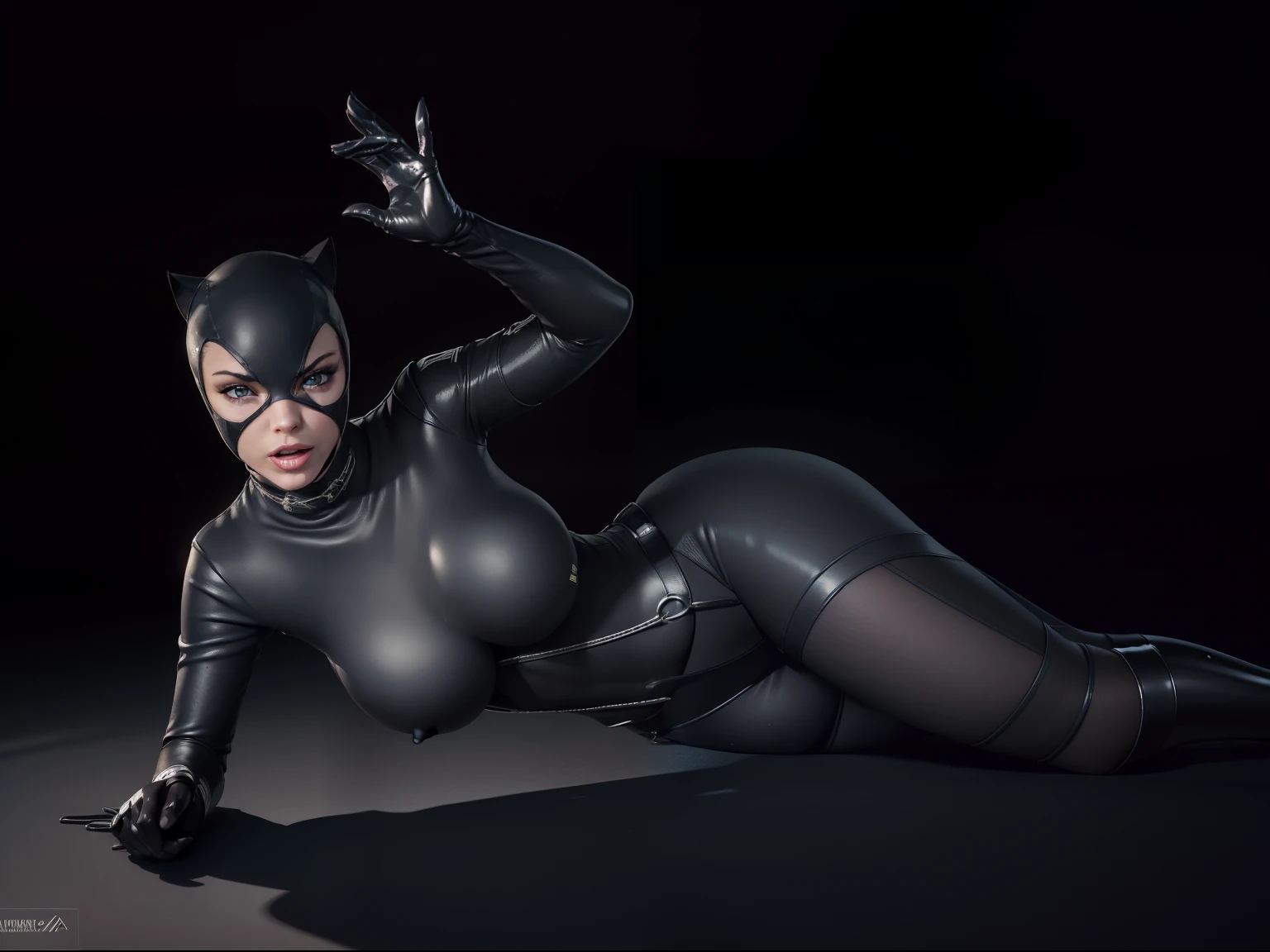 Catwoman (tetona) cuerpo perfecto 8k caliente perfecta pose caliente ella sobre su motocicleta,(Michelle Pfeiffer)((cuerpo completo))(((Amazing tits)))caliente, hermosa,((Hornie)), 8k, hiperrealista todo como un motor irreal trazado de rayos render estilo humano realista ,(((Empty dark background)))., Suavemente iluminado, Intimo exquisito detalle, foco nítido, intrincadamente detallado, rewarded photography, small-catchlight, bajo contraste, alta nitidez, facial-symmetry, profundidad de campo, cinematic background, Renderizado del motor irreal, Imagen central, dream-like, Suavemente iluminado, intimo, imagen de cuerpo completo ,cuerpo completo,tetas impresionantes