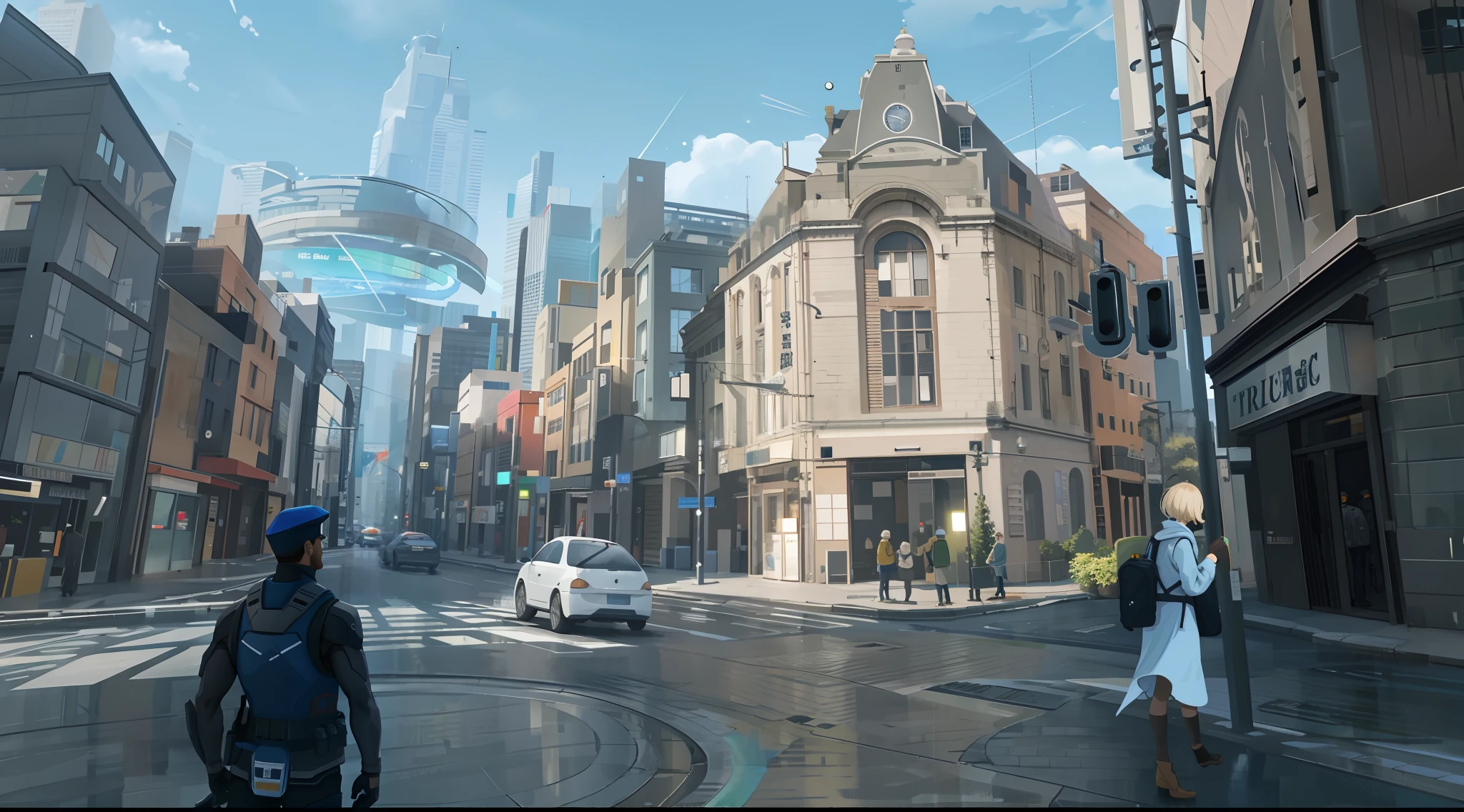 Landscape atmosphere,Game scene design,Two-dimensional style,People view