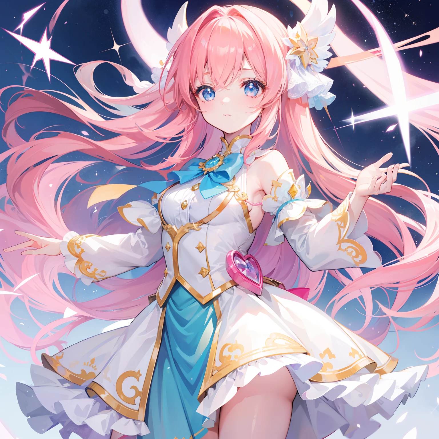 The most beautiful in the world，The brightest apricot pink hair、shinny hair、Super long silky straight hair、Beautiful bangs sparkling Borat、School uniforms、bright expression、The cutest face in the world、young and shiny white shiny skin、The most beautiful in the world，The most beautiful、ultimate beauty girl、、Sparkling crystal clear and charming light blue eyes、Very nice and lovely 16 year old girl、Lush bust