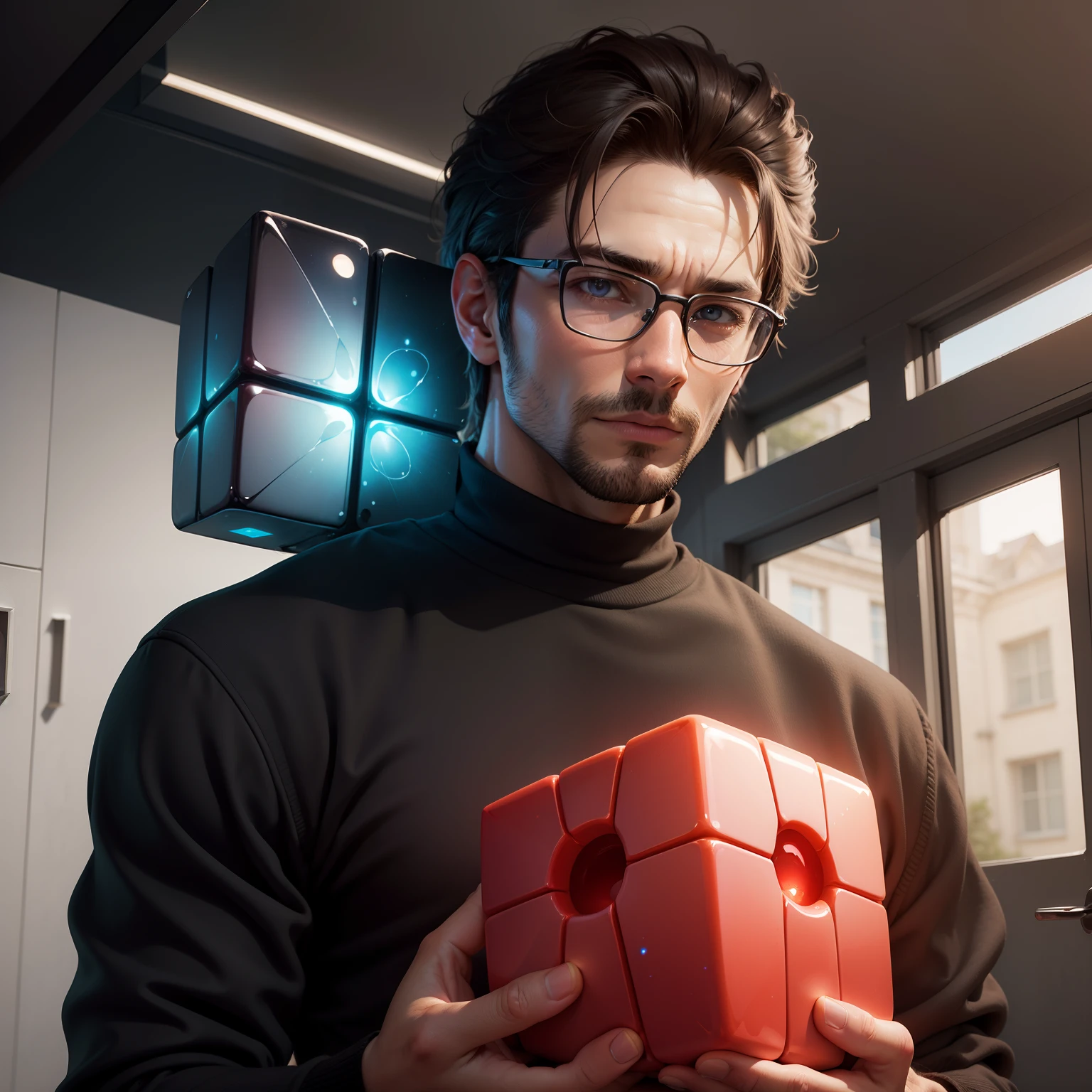 A man with a magical cube