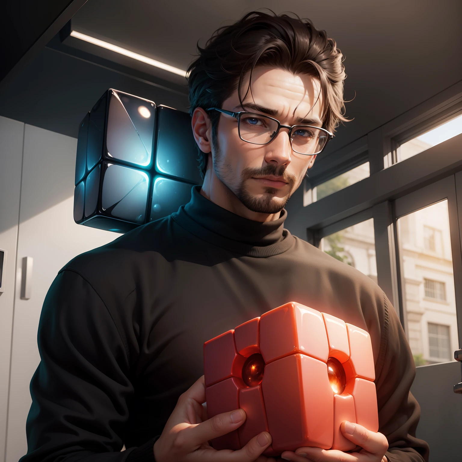 A man with a magical cube