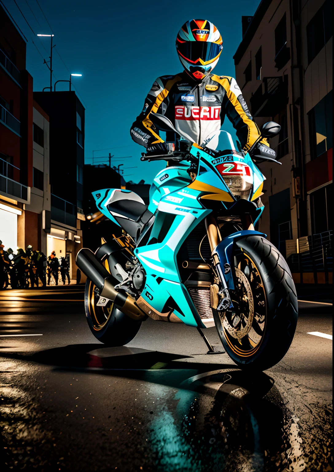 There were a lot of people standing around motorcycle races on the street, Portrait of Carlo Martini, pexels contest winner, Photorealism, 🕹️ 😎 🔫 🤖 🚬, huge ducati panigrale motorbike, 🚿🗝📝, live, easy go, [ Cinematic, fan favorite, photo still of, at racer track, Man, 🔞🤡