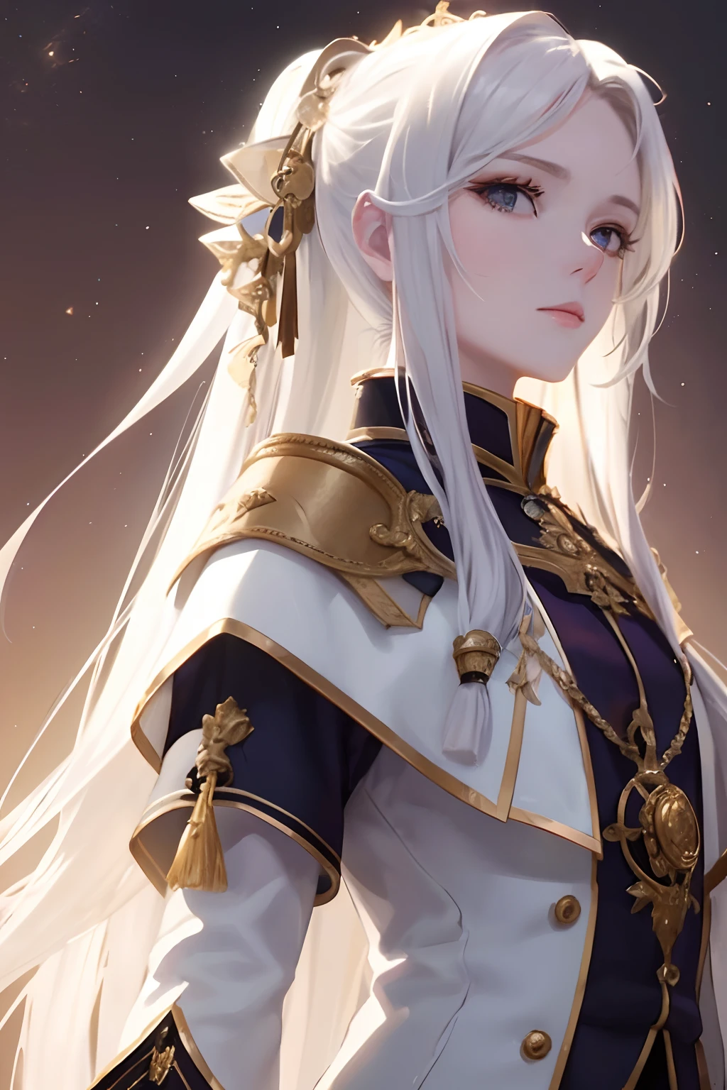 (tmasterpiece,top-quality,best qualityer,offcial art,Beauty and aesthetics:1.2),(Kizi:1.3),extremy detailed,rich colourful,highest details,s the perfect face,The upper part of the body,hdr,(long white hair:1.5)(white cloak golden lines:1.2),galaxias,(light stre),striking visual effects,(dynamic streaks,Luminous trajectory:1.2),vivd colour,The family background of noble knights was usually very wealthy,Their ancestors may have been wealthy merchants、Nobleman or politician。They usually have an elegant living environment and high-quality educational resources,Receive quality education and training,Possess great talent and skills。
Noble knights usually possessed nobility、Elegant temperament,Their words and deeds reflect their social status and wealth。They have unique costumes、Hairstyle and makeup,Usually wearing elegant battle robes and riding noble horses。
The life of a noble knight was usually luxurious and comfortable,They have a variety of high-end luxury and luxurious private establishments。They usually like to make friends with powerful people,And actively participate in various social events and aristocratic circles。