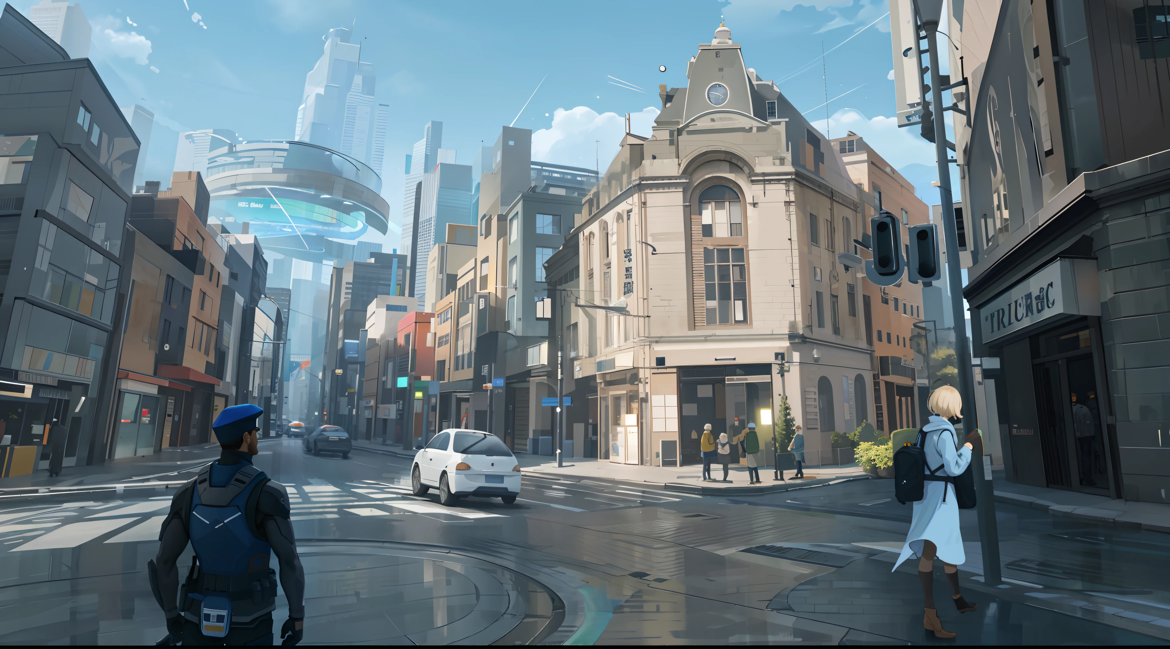 Landscape atmosphere,Game scene design,Two-dimensional style,People view
