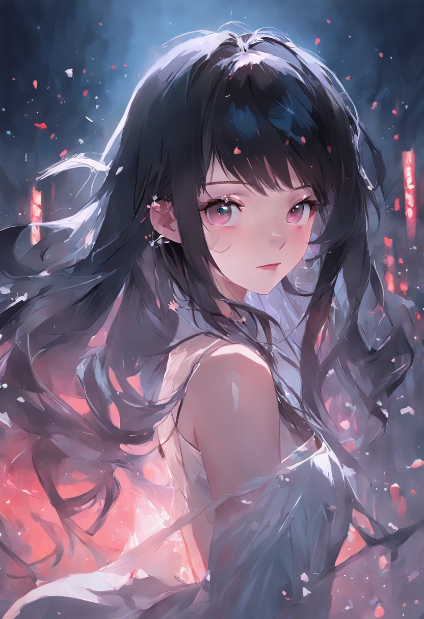 There was a woman in a white dress and black hair, Guviz-style artwork, Guviz, a beautiful anime portrait, Beautiful character painting, Stunning anime face portrait, by Yang J, author:Zhou Wenjing, rossdraws portrait, author:Xia Yong, By Li Song, Rossdraws digital painting, guweiz masterpiece, trending on cgstation