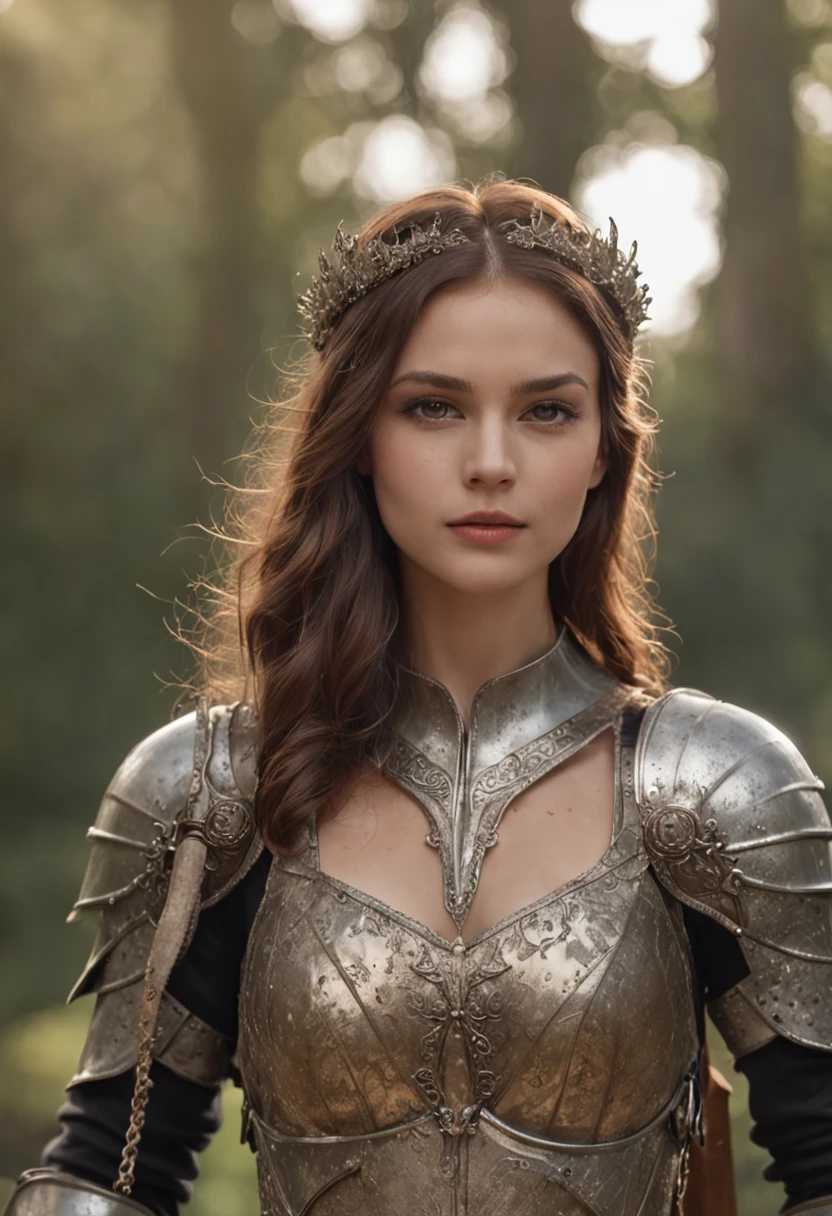 Royal Knights,Gorgeous heavy armor wraps the whole body,Point the Knight's Sword to the sky,sportrait,closeup cleavage,Solemn,flatchest,modest,humble,Cinematic, hdr, primitive, Intricate, High quality, Gorgeous shades, Intricate details, super-fine,oc rendered