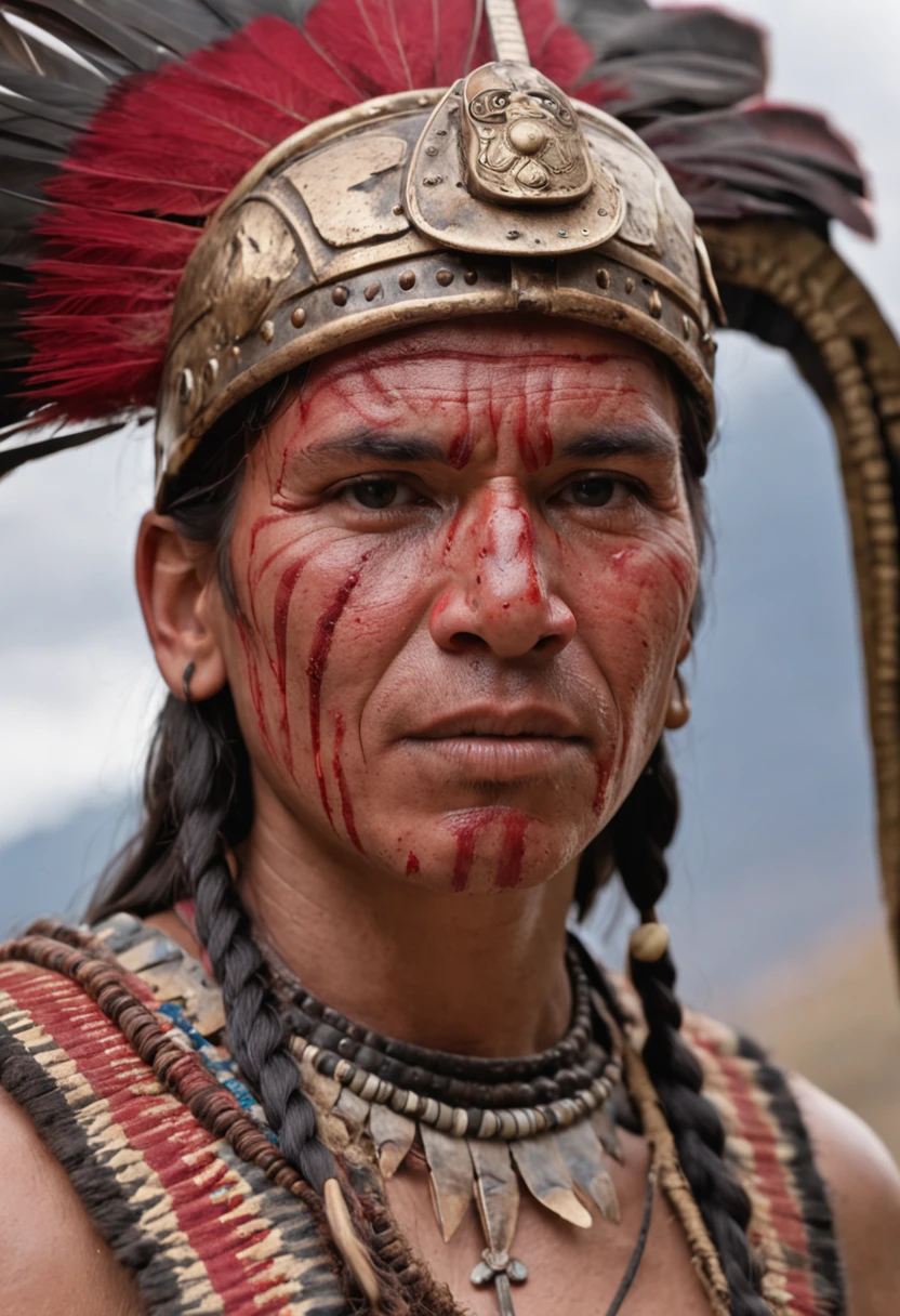 Inca warrior after a bloody battle