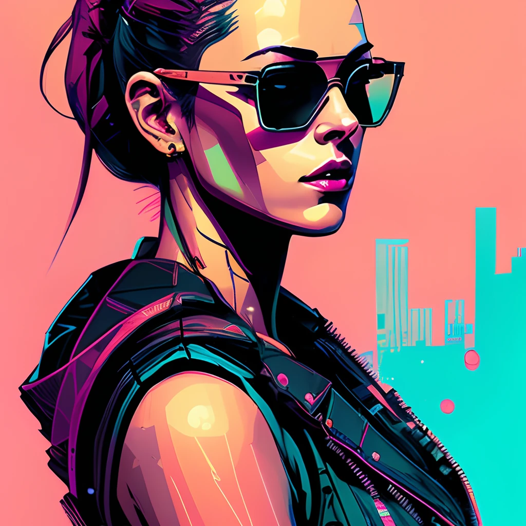 snthwve style nvinkpunk close up portrait of a punk woman, punk rock, roller derby, tank girl, bubblegum, edgy, dangerous, high detailed, 8k, by jeremy mann, by sandra chevrier, by dave mckean and richard avedon and maciej kuciara