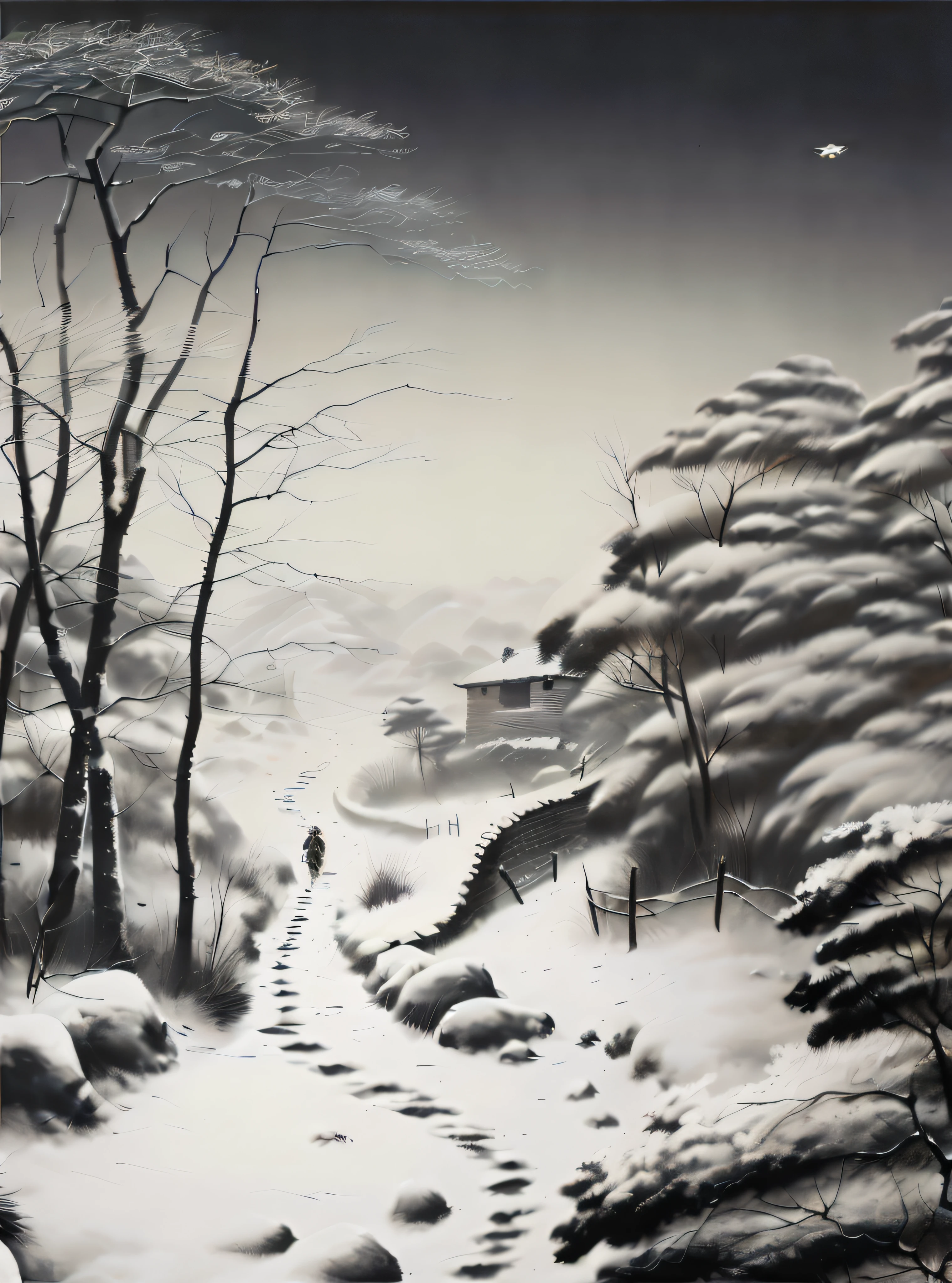 Image of Alphard，Walk alone on snowy roads, inspired by Franz Sedlacek, author：Shen Shizhen, korean artist, author：Yi Renwen, inspired by Yeong-Hao Han, inspired by Grzegorz Domaradzki, inspired by Kim Hong-do, inspired by Byeon Sang-byeok, inspired by Huang Binhong