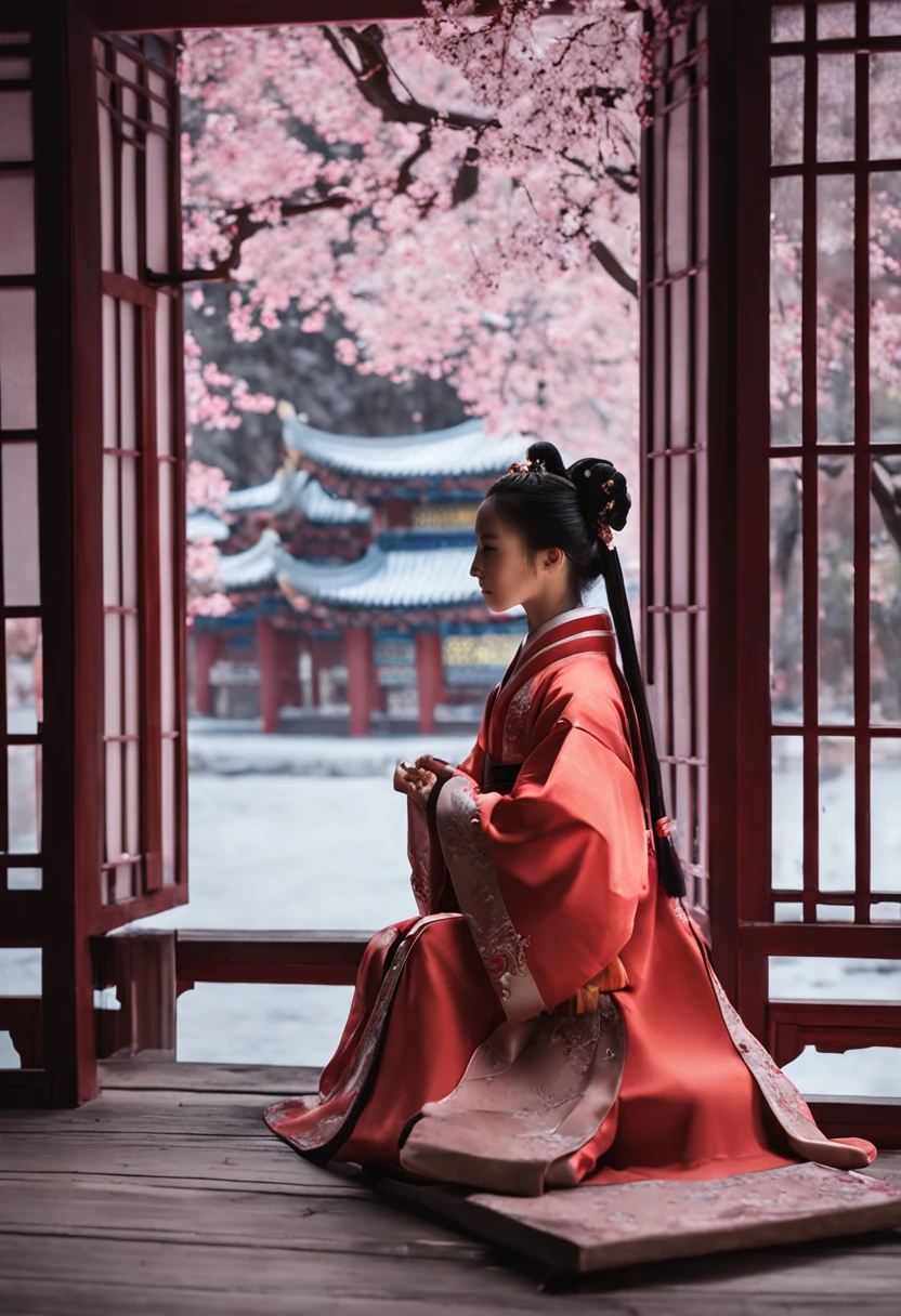 Hanfu,s girl,White snow,Palace Museum