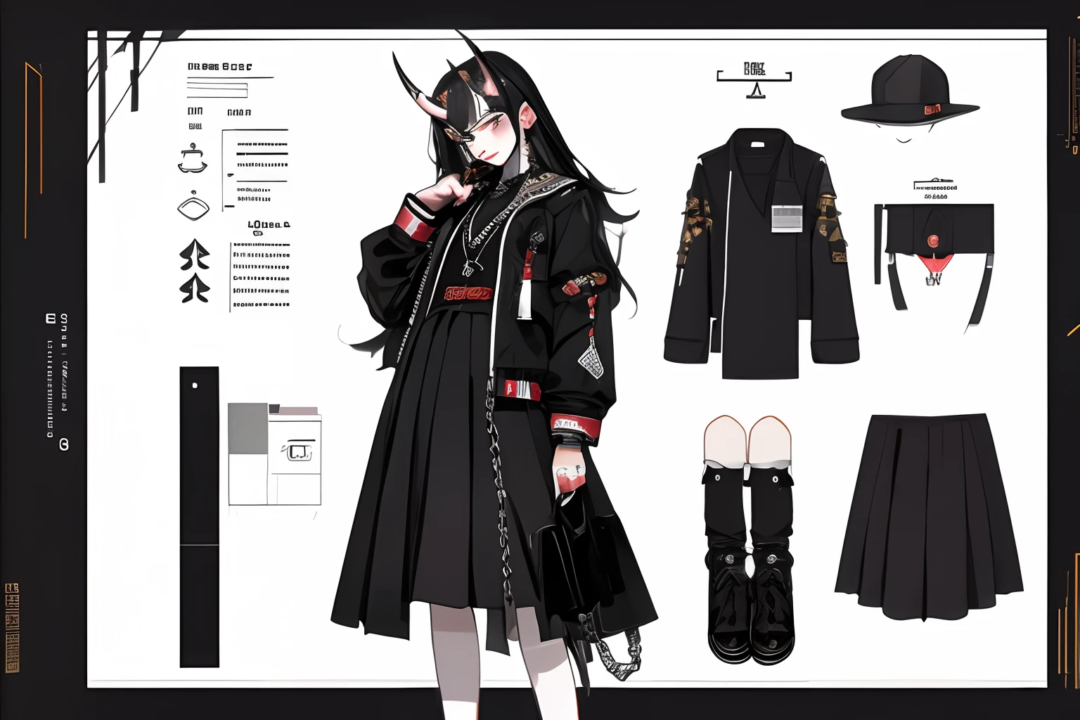 tmasterpiece，Need，1 Teenage Demon，A high resolution，hoang lap，Fang，tiny horns，Collar，Hold the thick chain lock，Black all over，（ultradetailed：1.1025），（illustratio：1.1025），（infography：1.1025），Patent drawings，Physical measurement，（All dress code：1.1025），papelaria， （独奏：1.1025），standing on your feet，Have a cohesive background，5 fingers in the hand，character sheets，