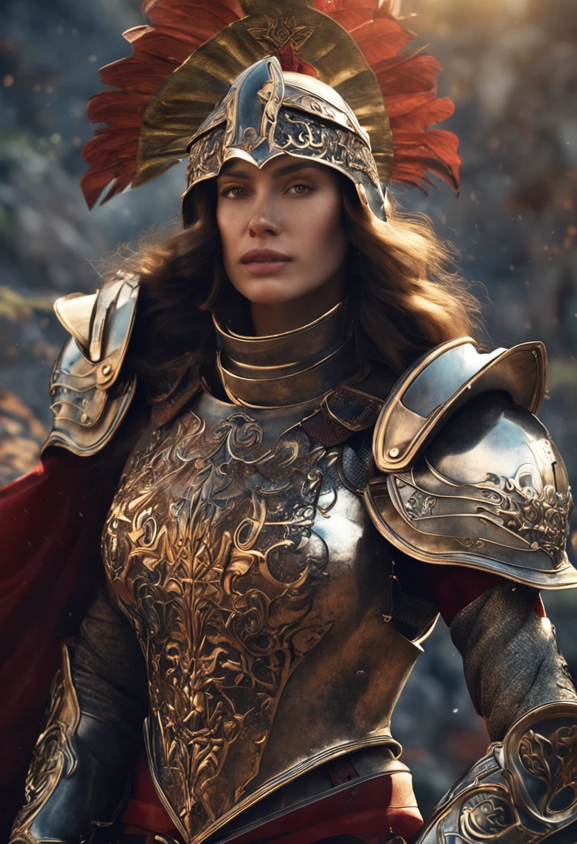 Royal Knights,Gorgeous heavy armor wraps the whole body,Show,femele,Tall and mighty,Point the Knight's Sword to the ground,sportrait,closeup cleavage,Solemn,flatchest,modest,humble,Cinematic, hdr, primitive, Intricate, High quality, Gorgeous shades, Intricate details, super-fine,oc rendered,Ray traching,Reallightandshadow,Hyper-realistic
