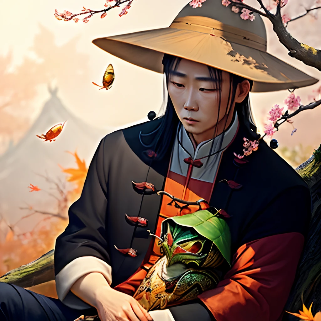 The Spring and Autumn Cicada lay quietly on the shoulders of Gu Yue Fang Yuan,Behind him, Bai Ningbing was watching